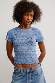ANGELINA LACE TEE - BLUE