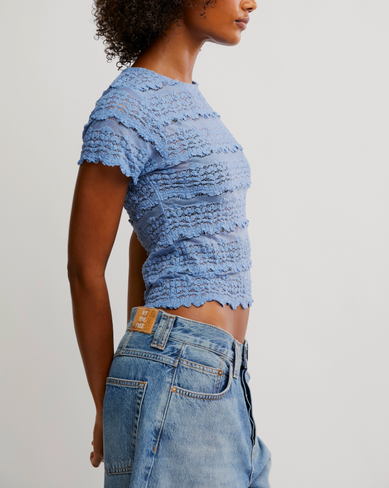 ANGELINA LACE TEE - BLUE