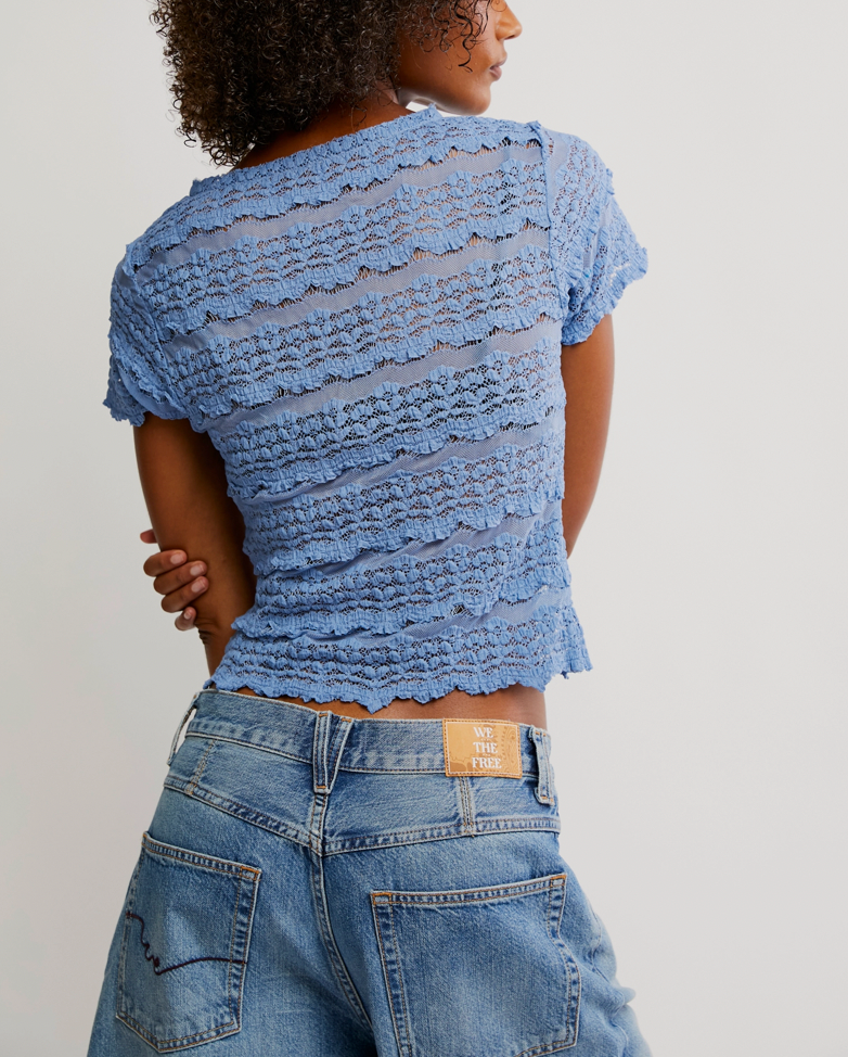 ANGELINA LACE TEE - BLUE