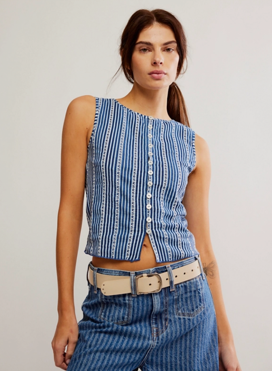 TILLY VEST - PRINTED / NAVY COMBO
