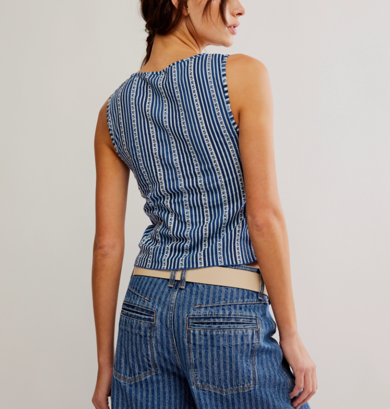 TILLY VEST - PRINTED / NAVY COMBO