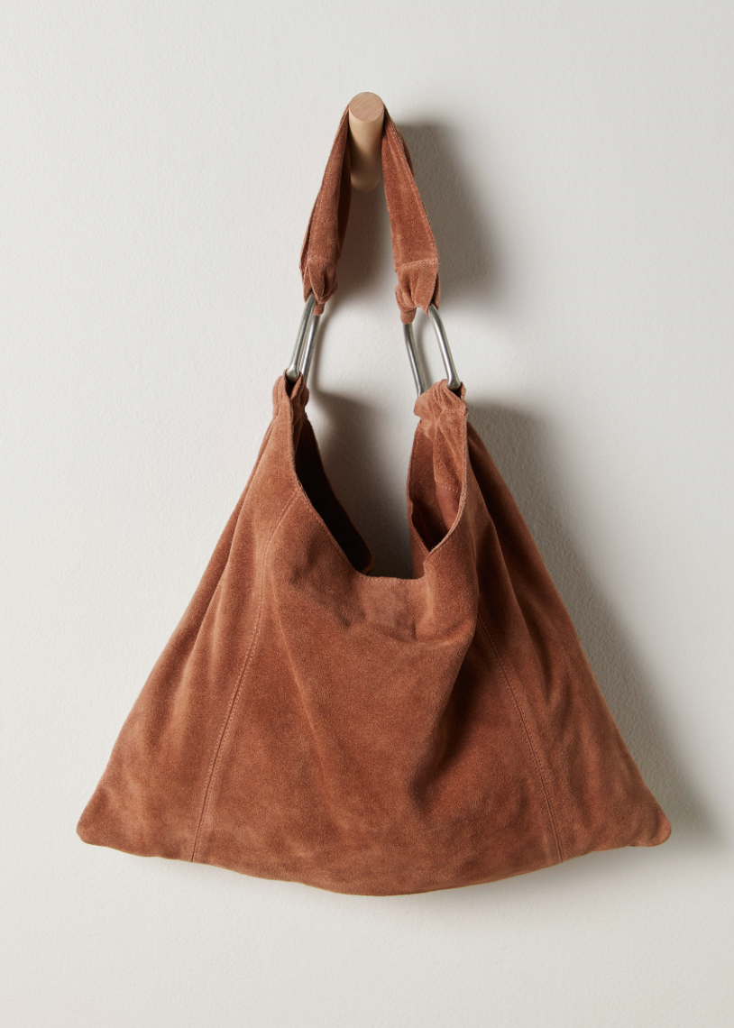 BOBBI SLOUCH SUEDE TOTE - SADDLE
