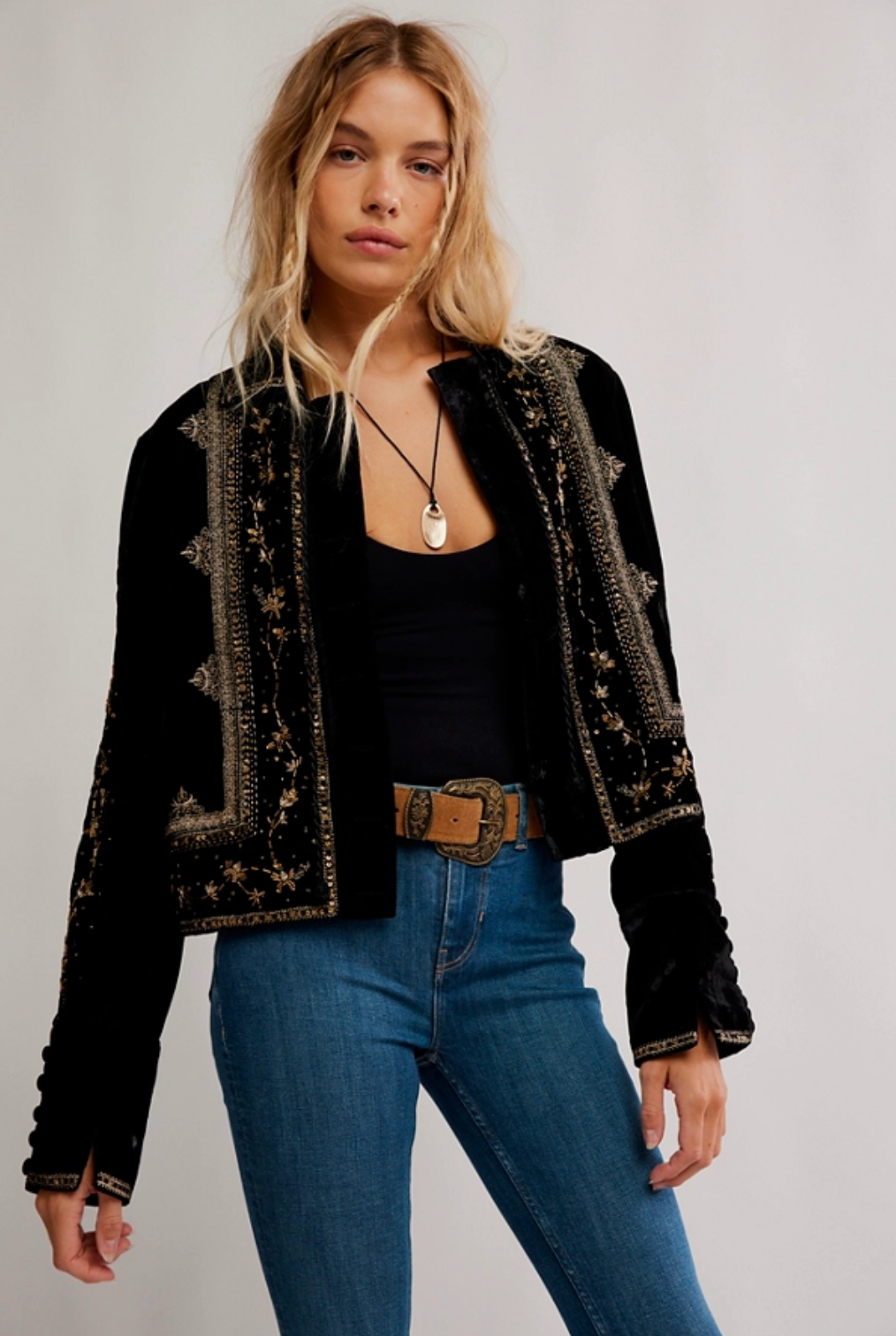 Maxxie Embellished Velvet Jacket