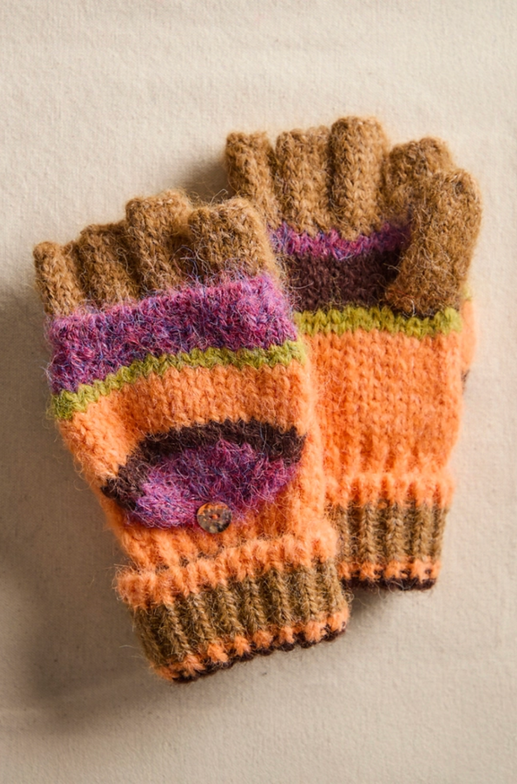 Super Stripe Gloves - Coral