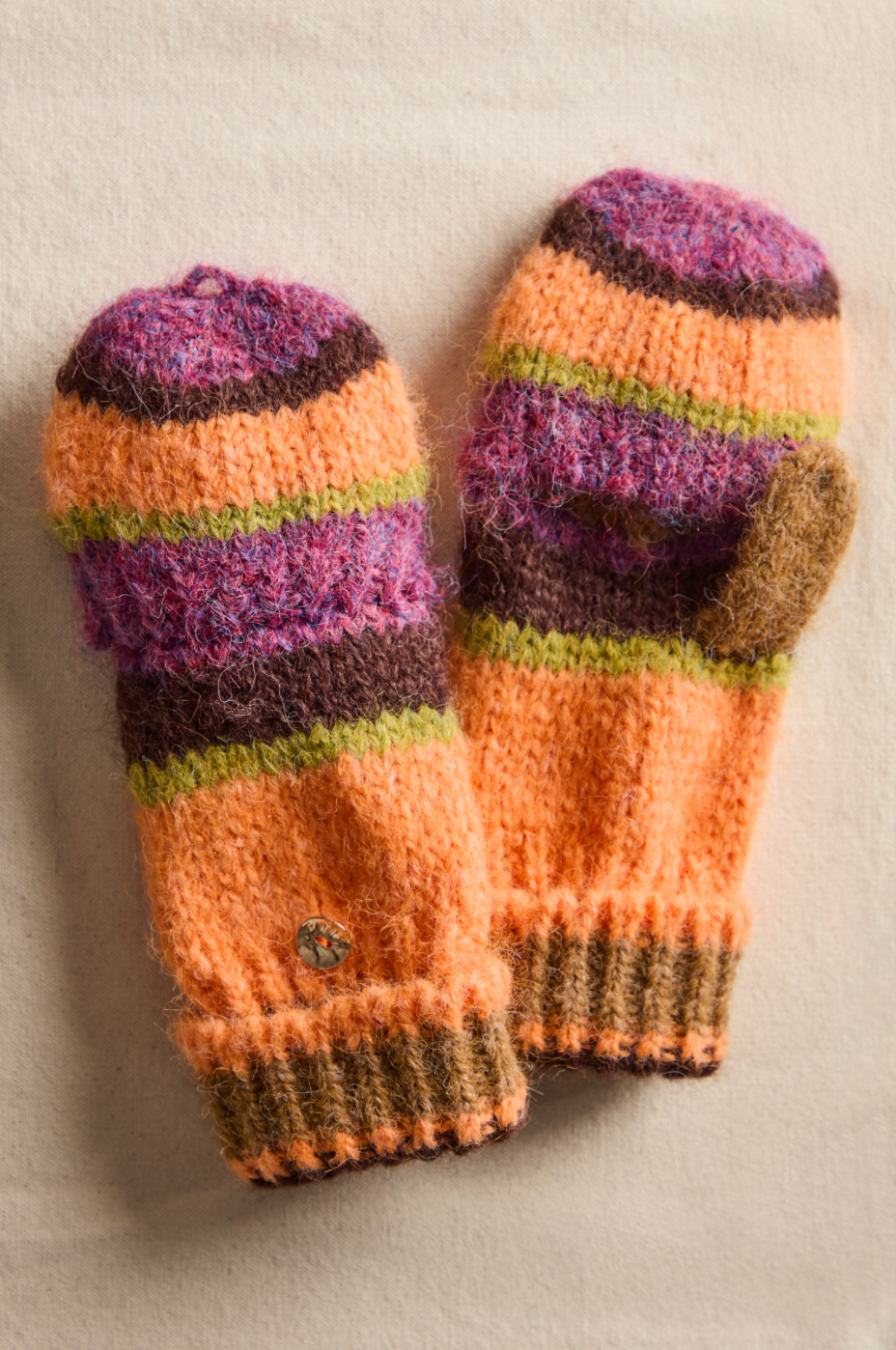 Super Stripe Gloves - Coral