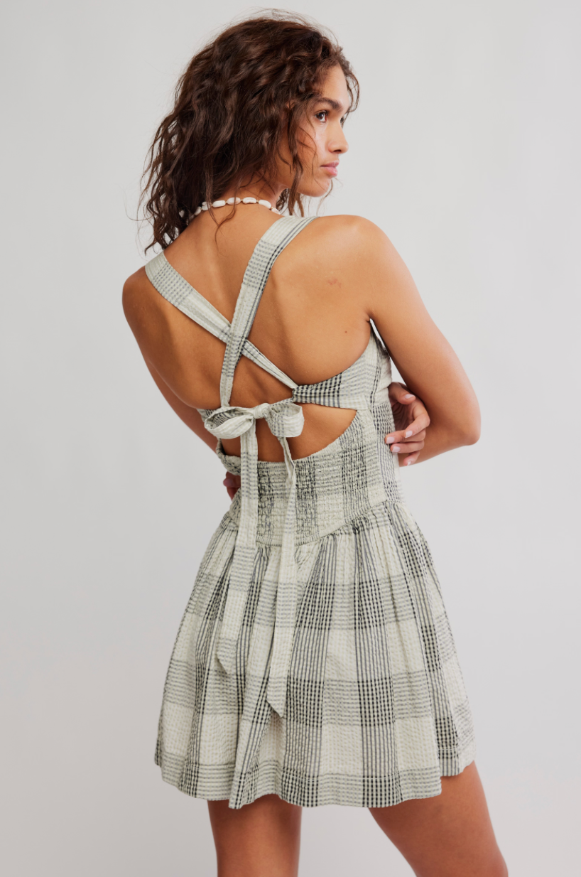 Laurel Plaid Dress - Black and White Combo