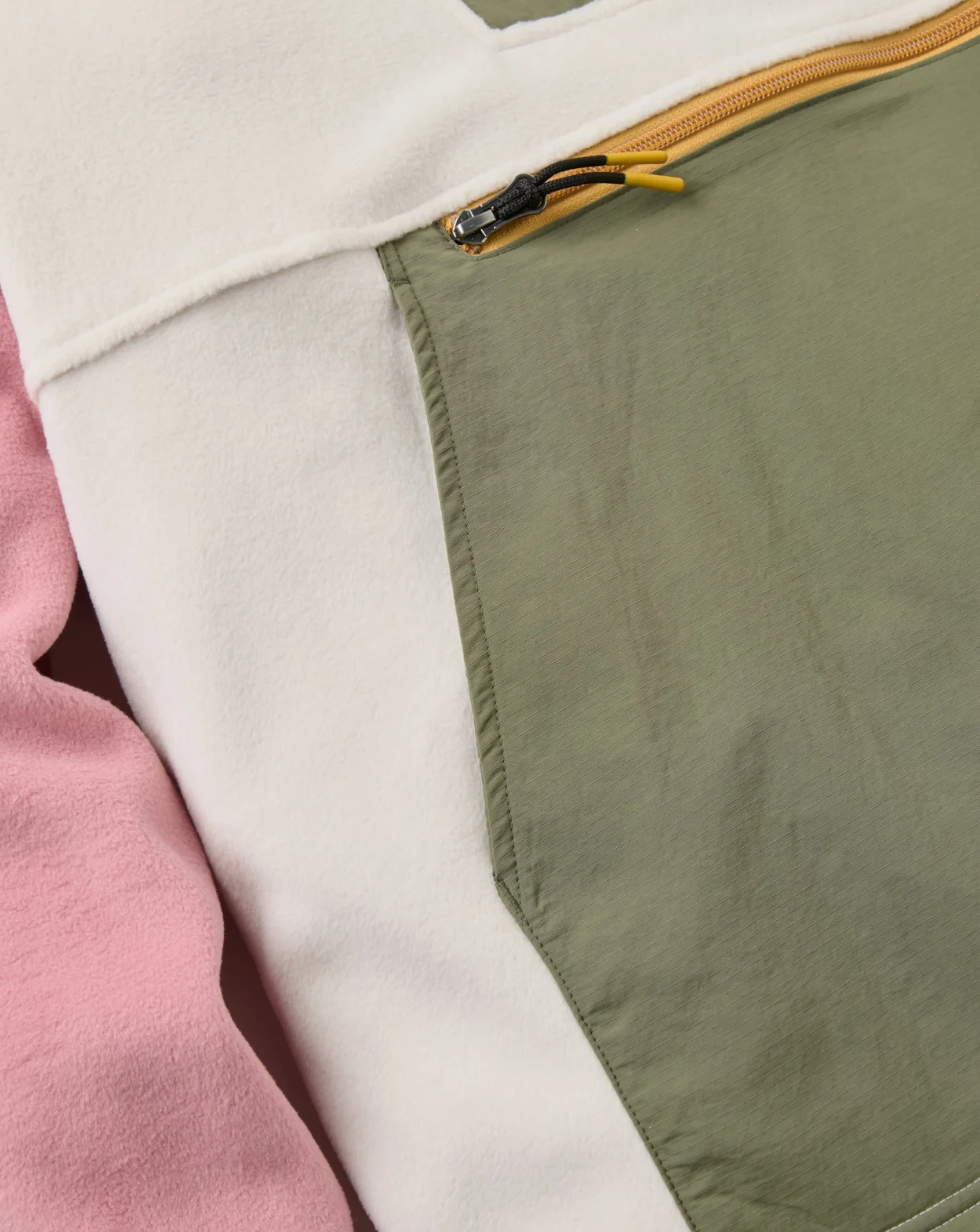 Alexander 3.0 Recycled Hooded Polar Fleece - Dusty Olive / White