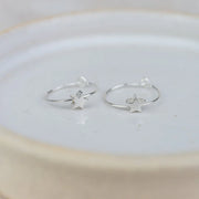 Sterling Silver Star Bead Hoops