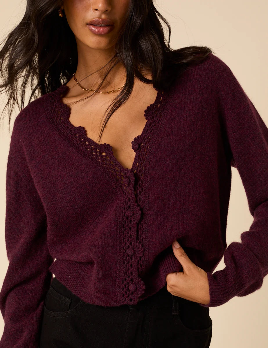 Crochet V Neck Cardigan