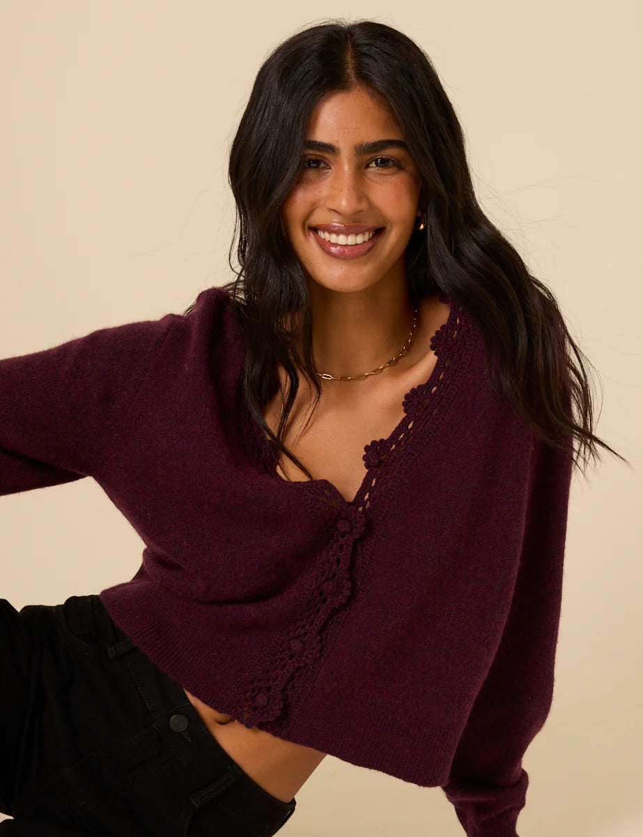 Crochet V Neck Cardigan