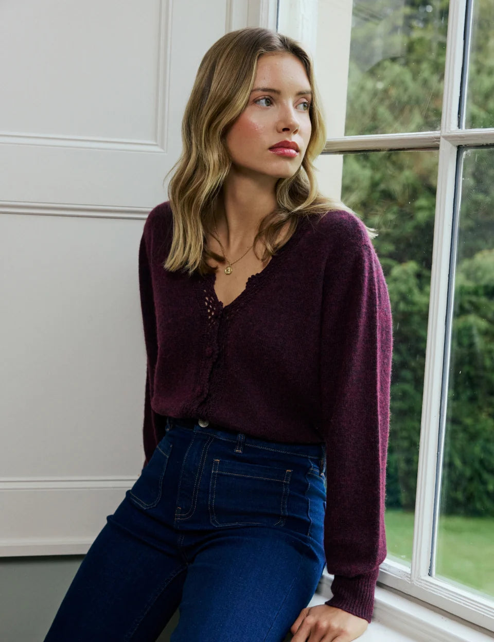 Crochet V Neck Cardigan