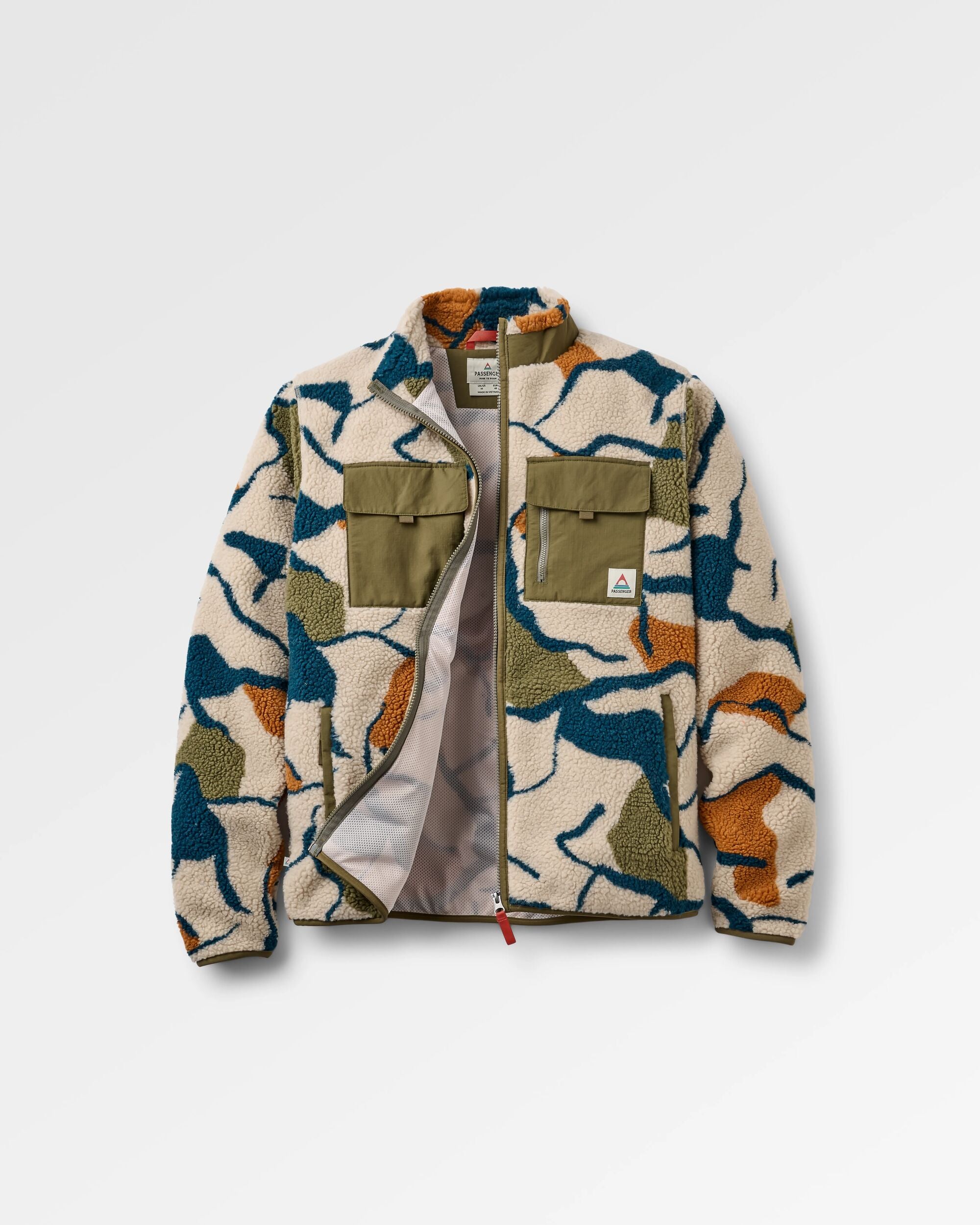 Valiant Deep Pile Fleece - Abstract Trails Pebble Grey