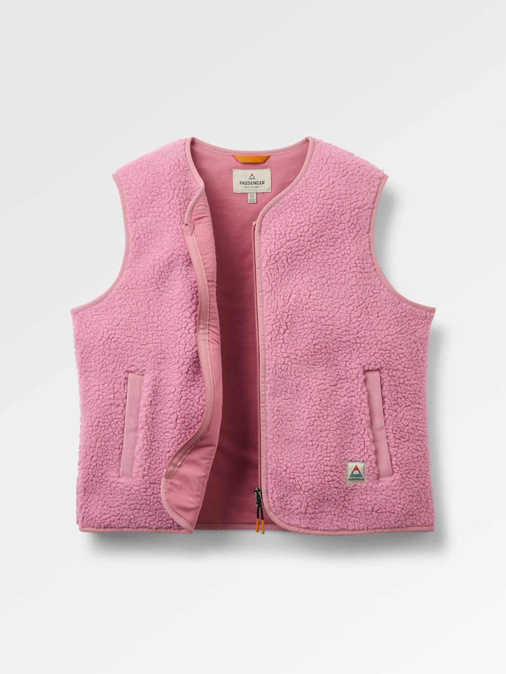 Tawny Collarless Deep-Pile Sherpa Gilet 2.0 Pink Haze