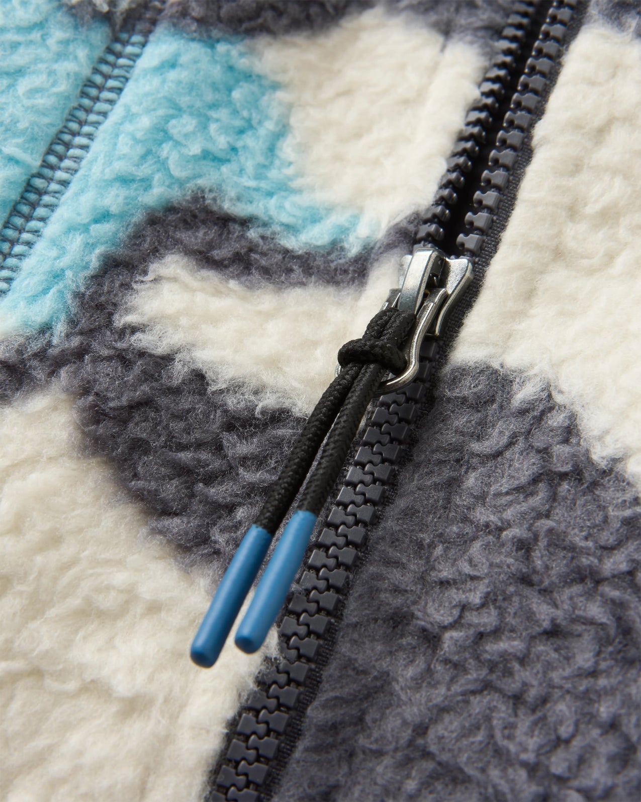 Fairbanks Full Zip Recycled Sherpa Fleece - Abstract Trails Off White