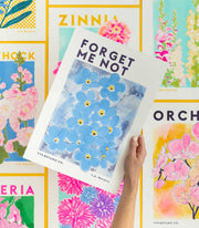 Forget Me Not Flower Botanical Risograph Print: A3 29.7 x 42 cm