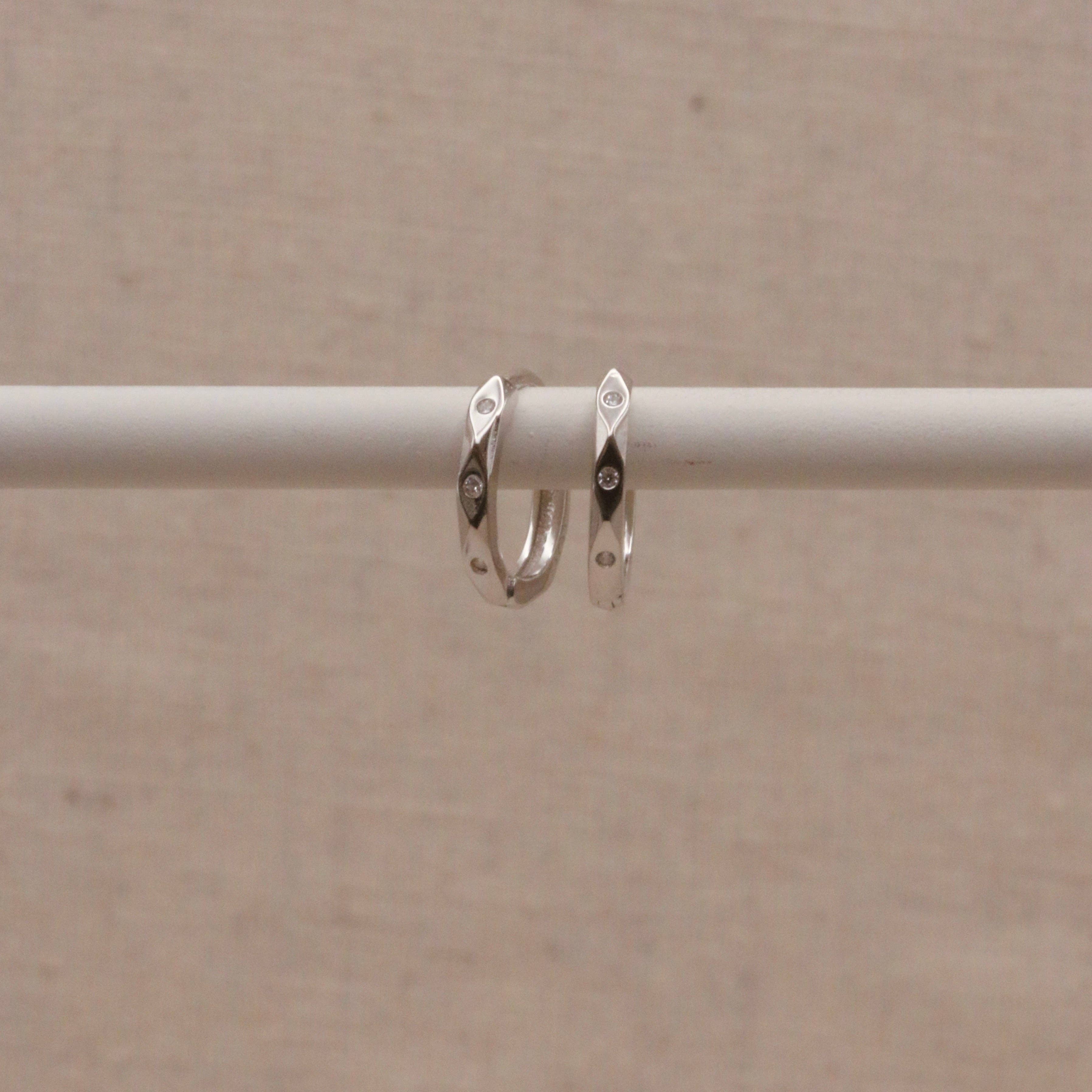 Silver Marquise Huggie Hoops: Pair