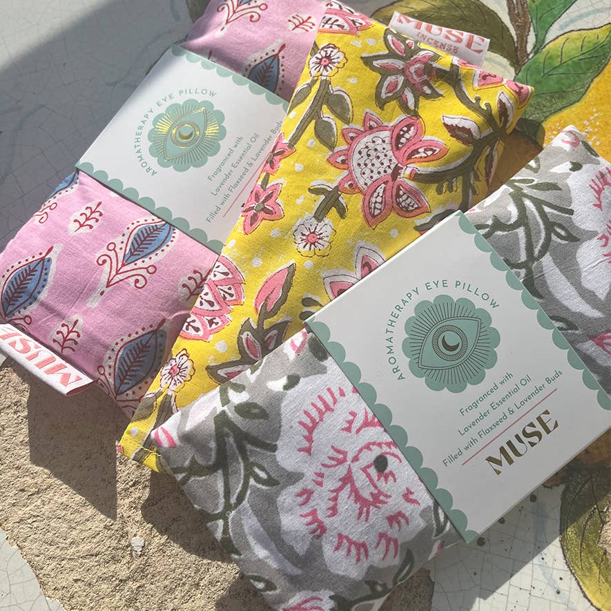 Eye Pillow Aromatherapy | Indian Block Print | Lavender: Grey