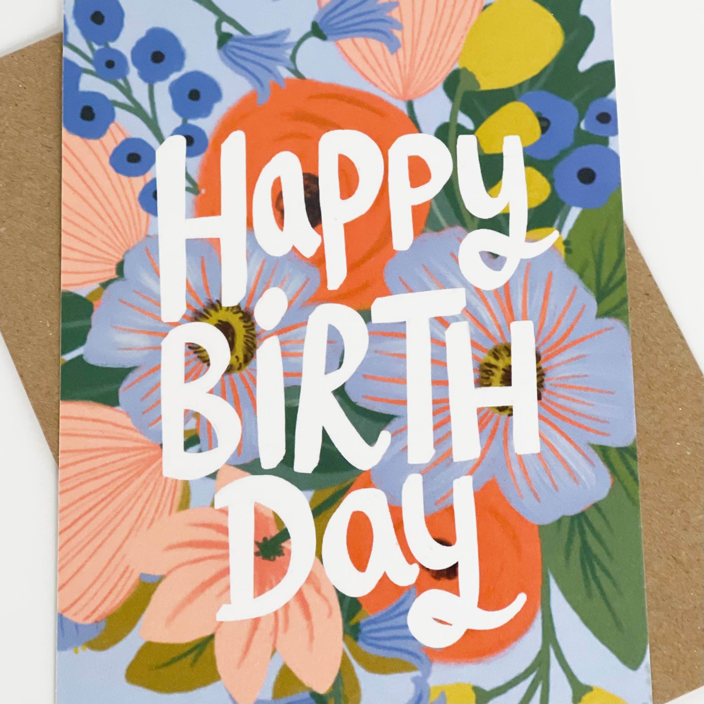 Happy Birthday - Colourful Blue Flowers