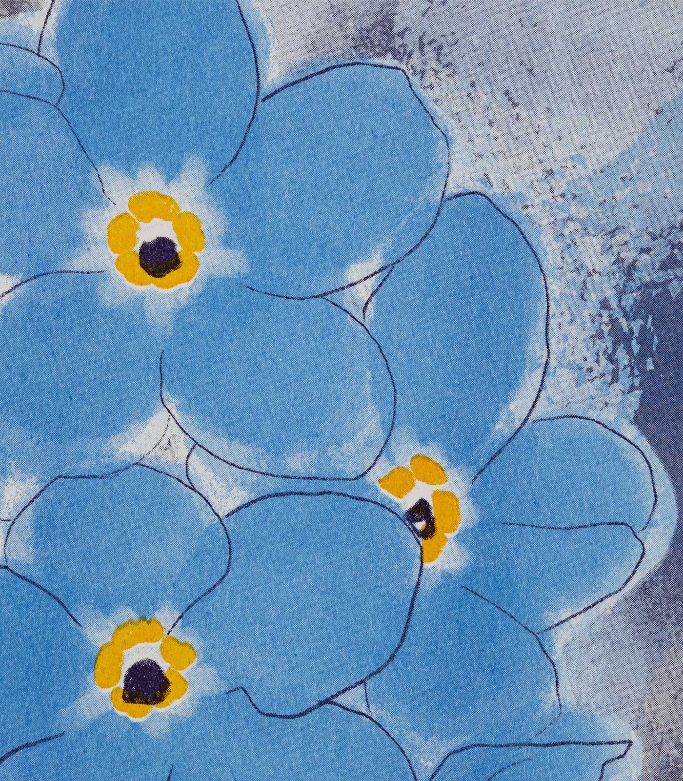Forget Me Not Flower Botanical Risograph Print: A3 29.7 x 42 cm