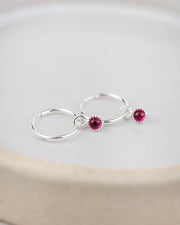 Sterling Silver Mini Gemstone Hoops: Peridot