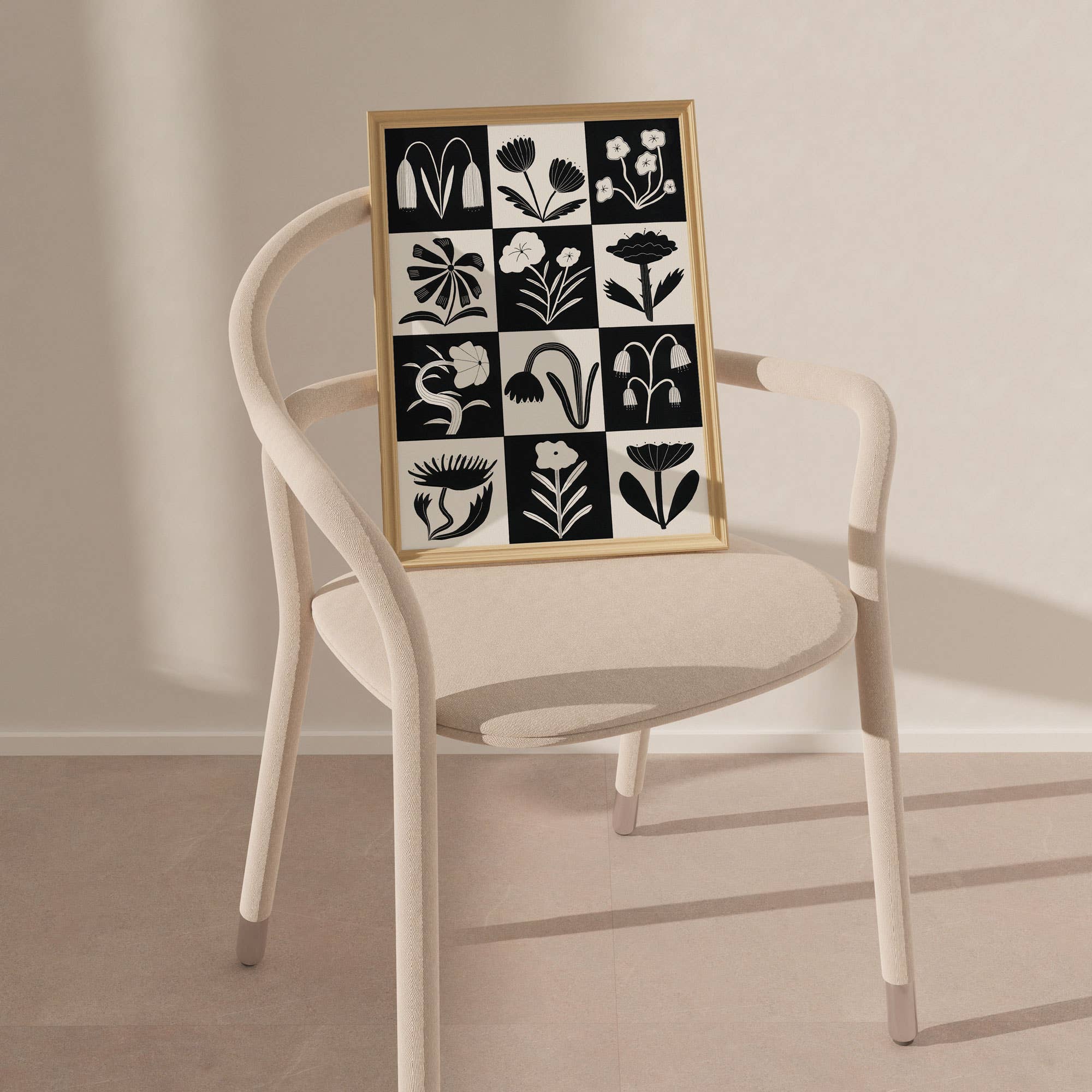 Black And White Flowers Art Print | Monochrome | Floral Art: A3