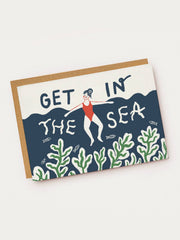 Get In The Sea - Illustrated Swimmer Card - Blank Card