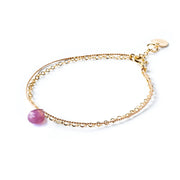 September Sapphire Gold and Silk Birthstone Bracelet