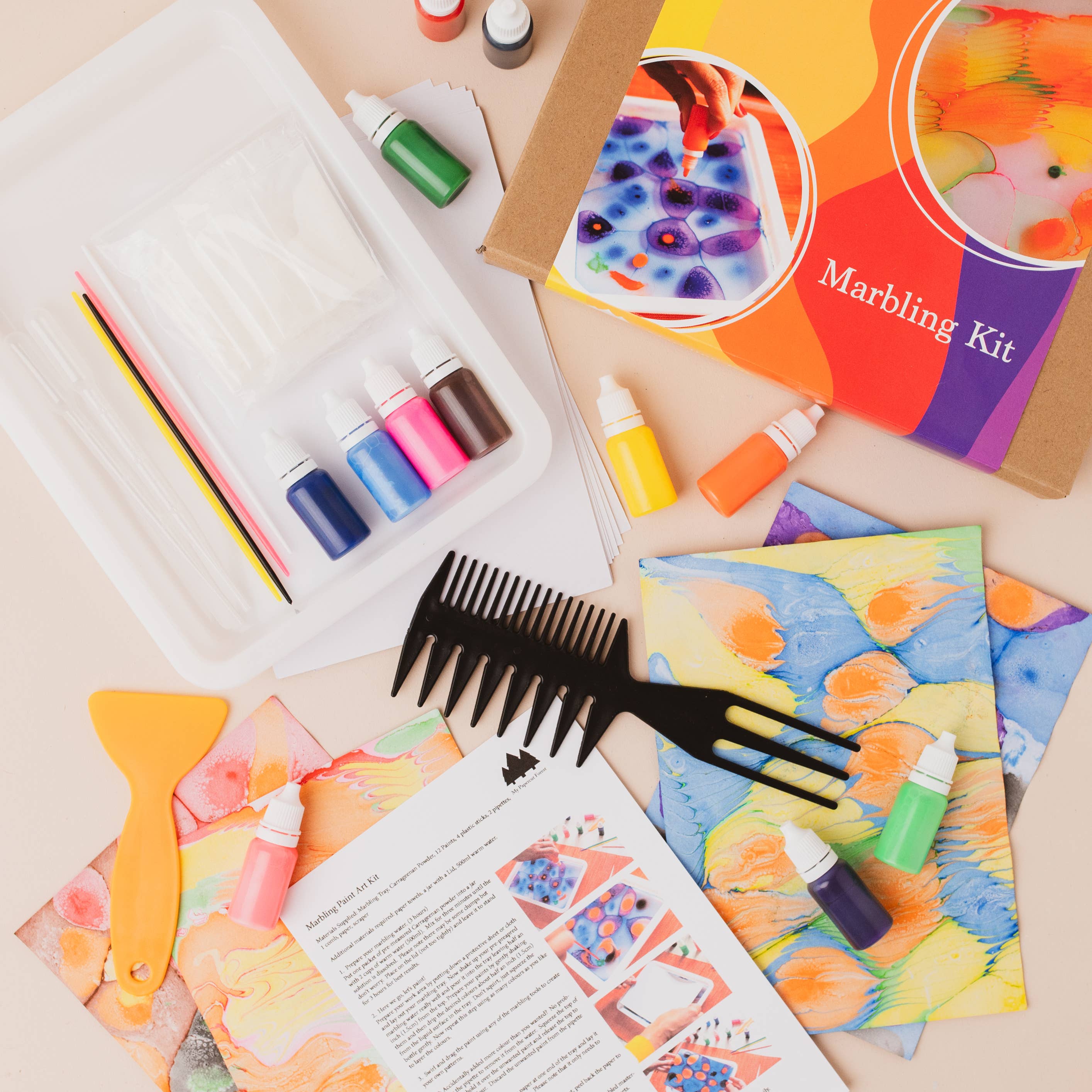 Marbling paint art Kit,  printing DIY craft kit