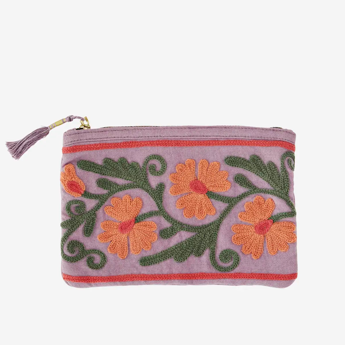 Embroidered pouch - Lilac