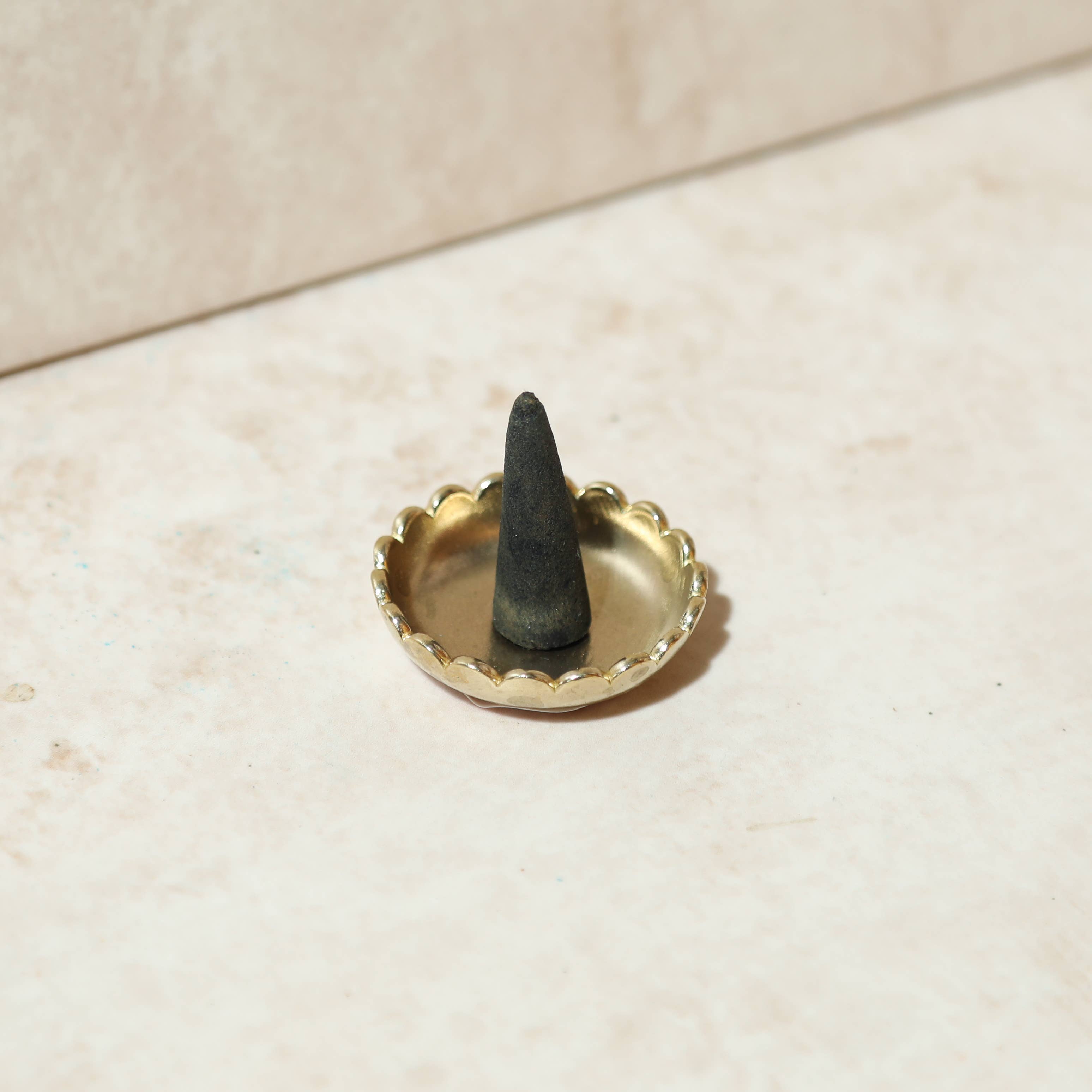 Brass Incense Holder Scalloped Dish
