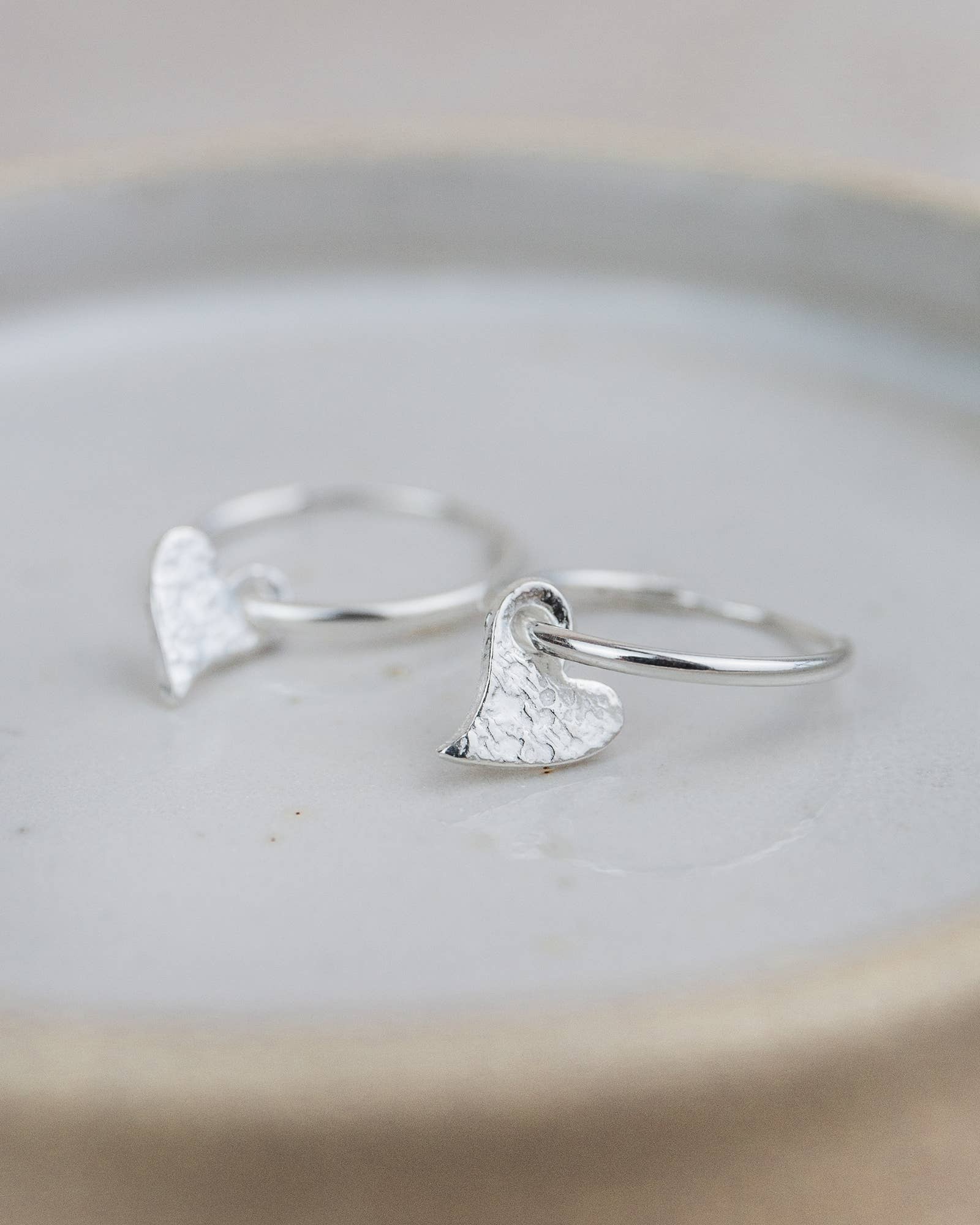 Sterling Silver Tilted Heart Hoops: Classic