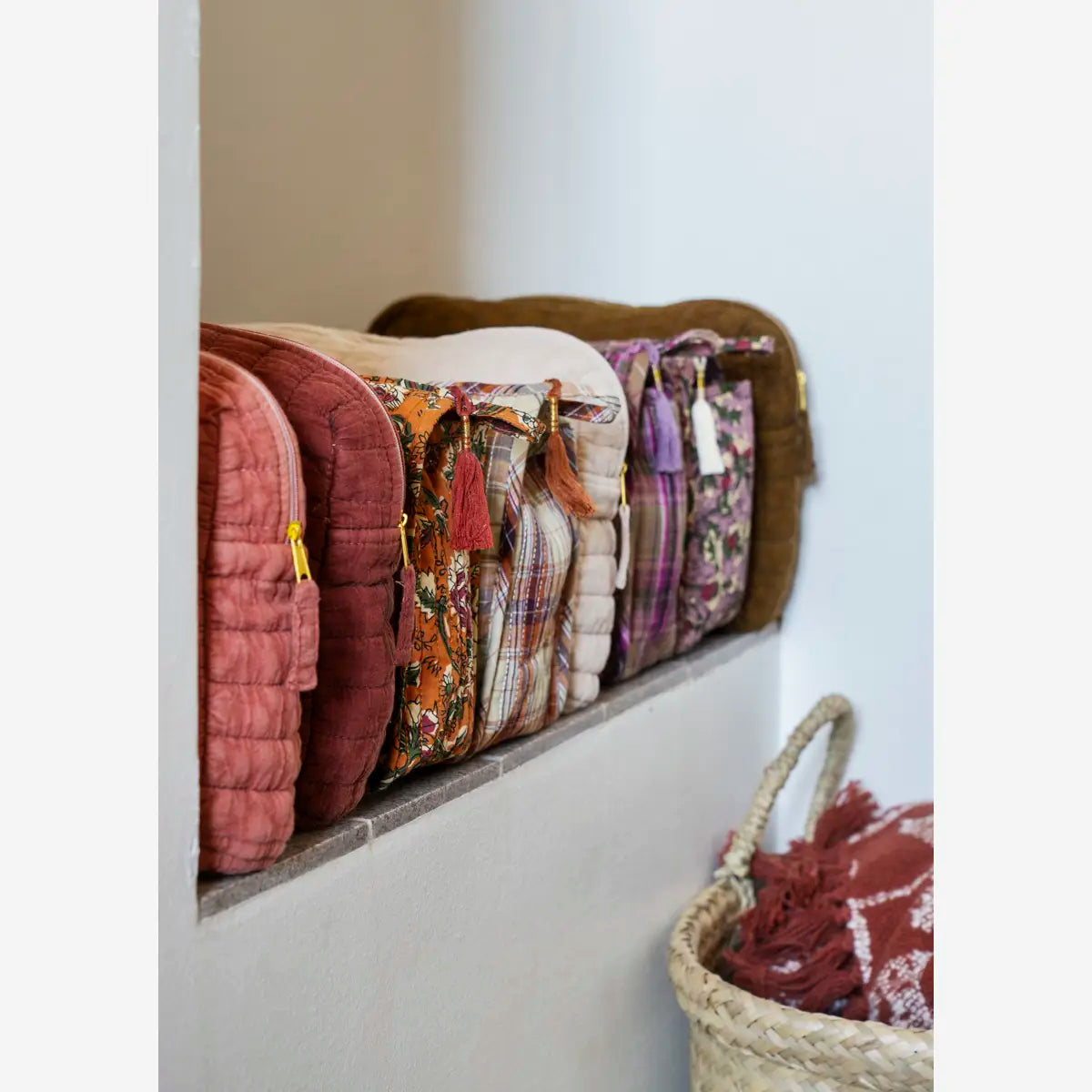 Quilted wash bag - Tobacco