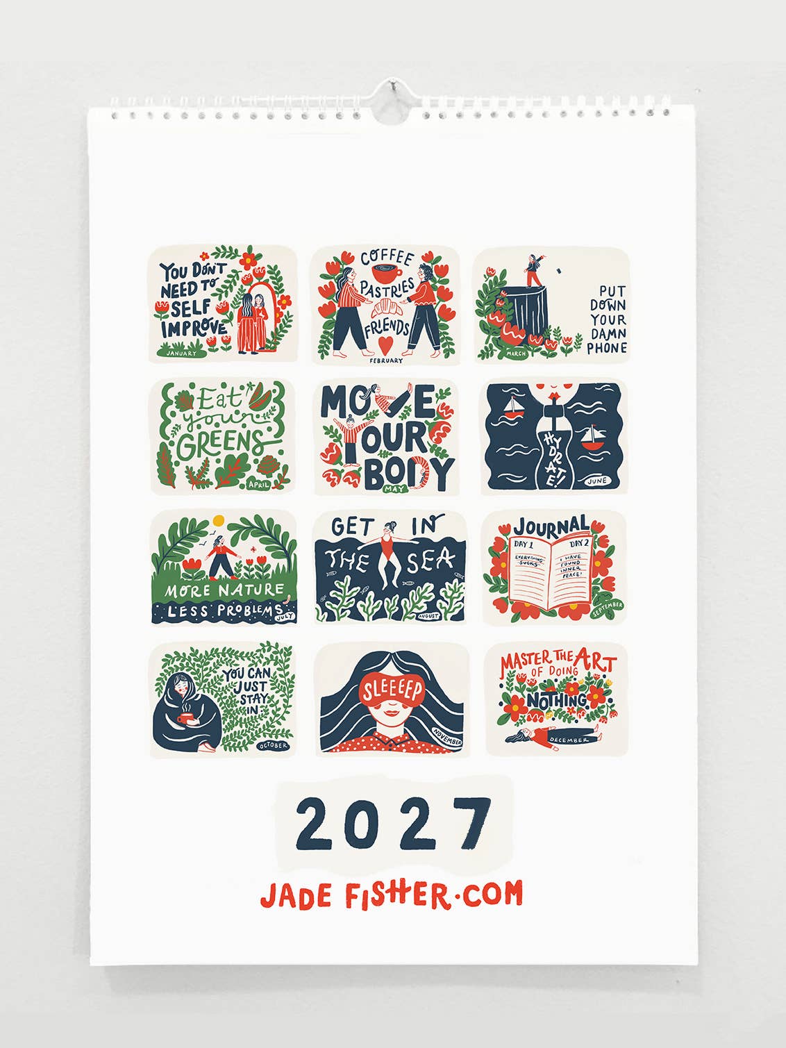 Tips For A Good Year 2027 Wall Calendar-Wellness+Positivity