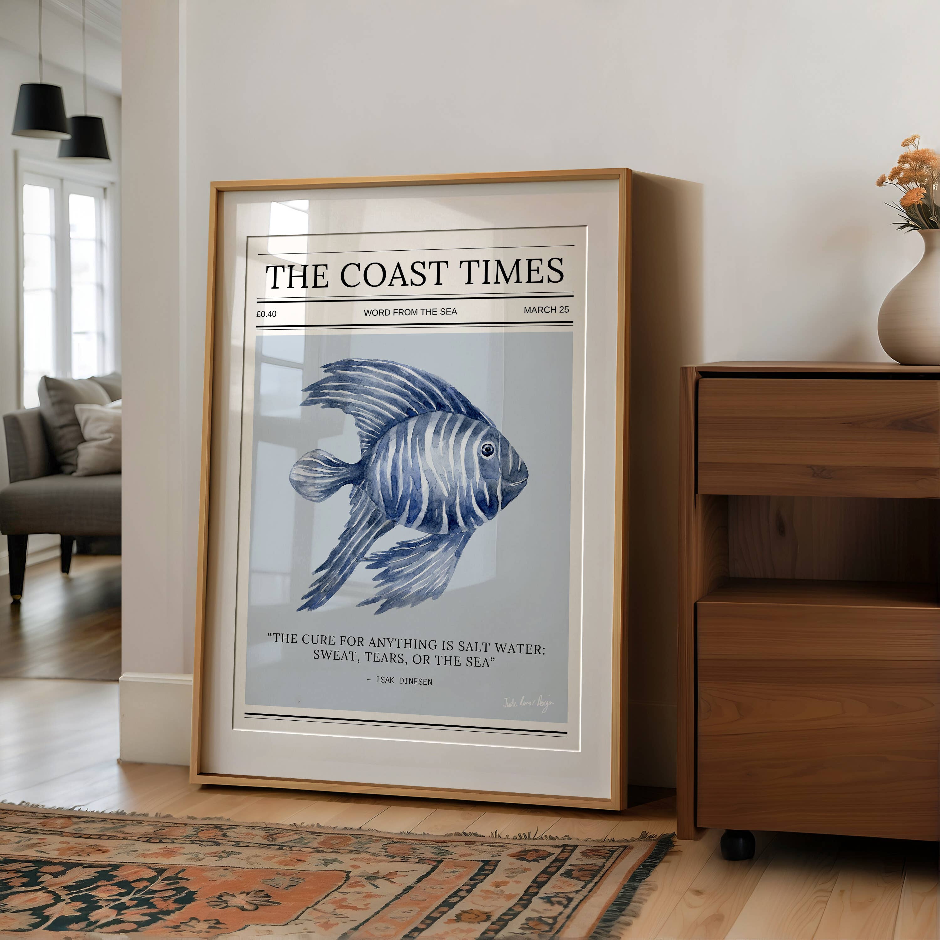 Coastal Typography Print - The Coast Times: A3