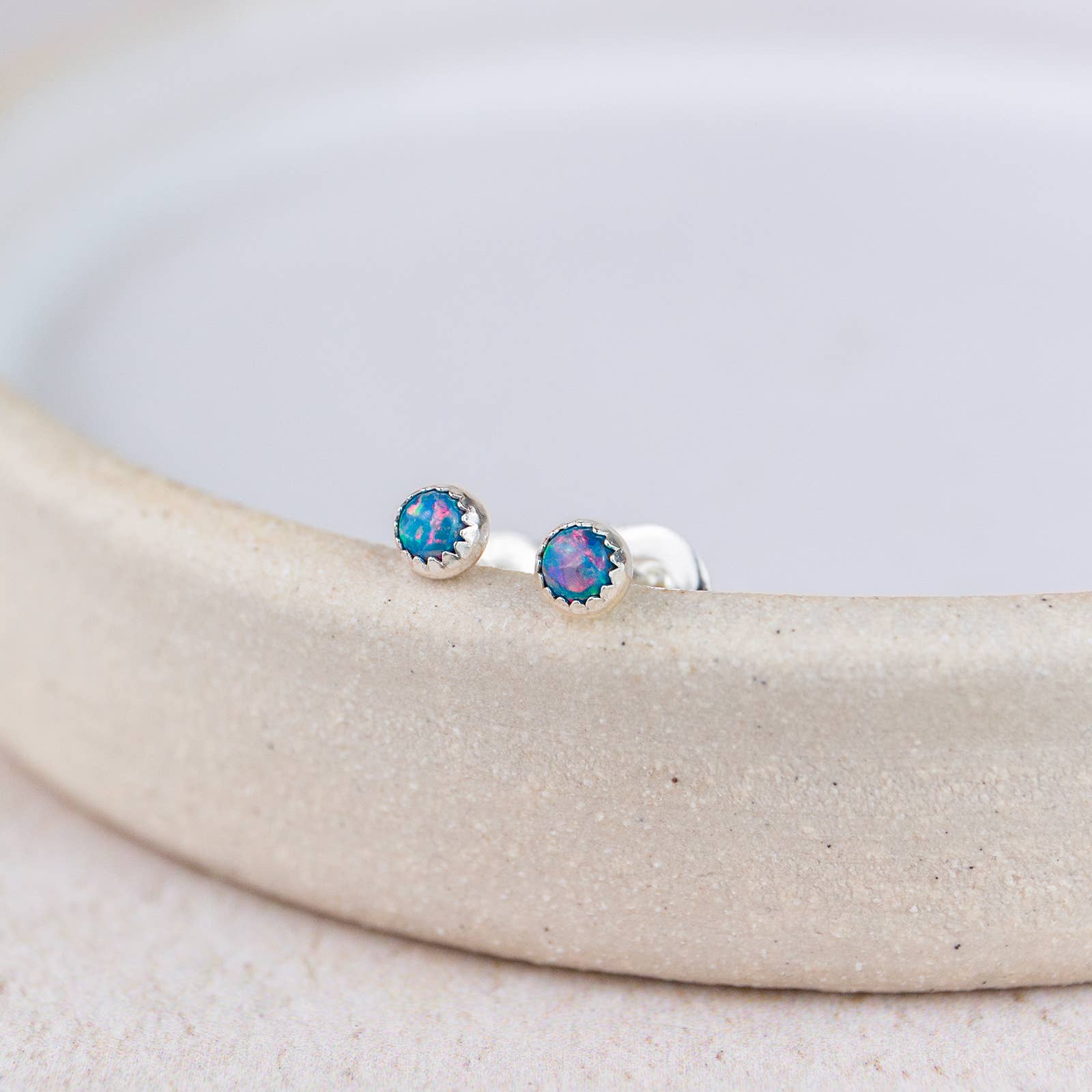 Sterling Silver Gemstone Mini Studs: Pearl