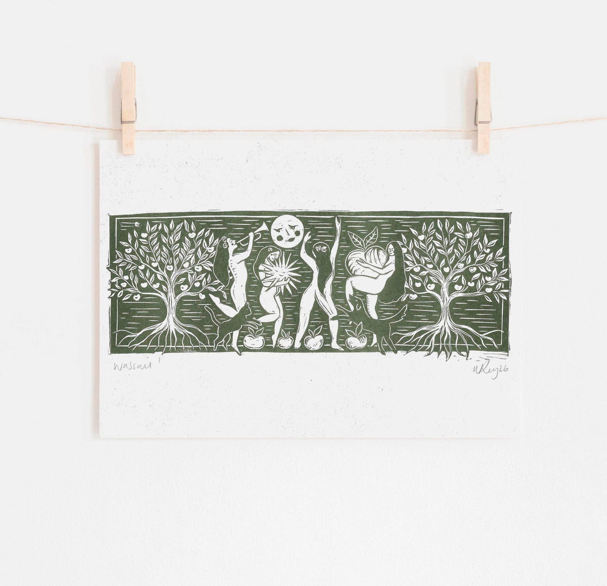 Wassail! riso print, pagan, autumn, tradition, apples, cider