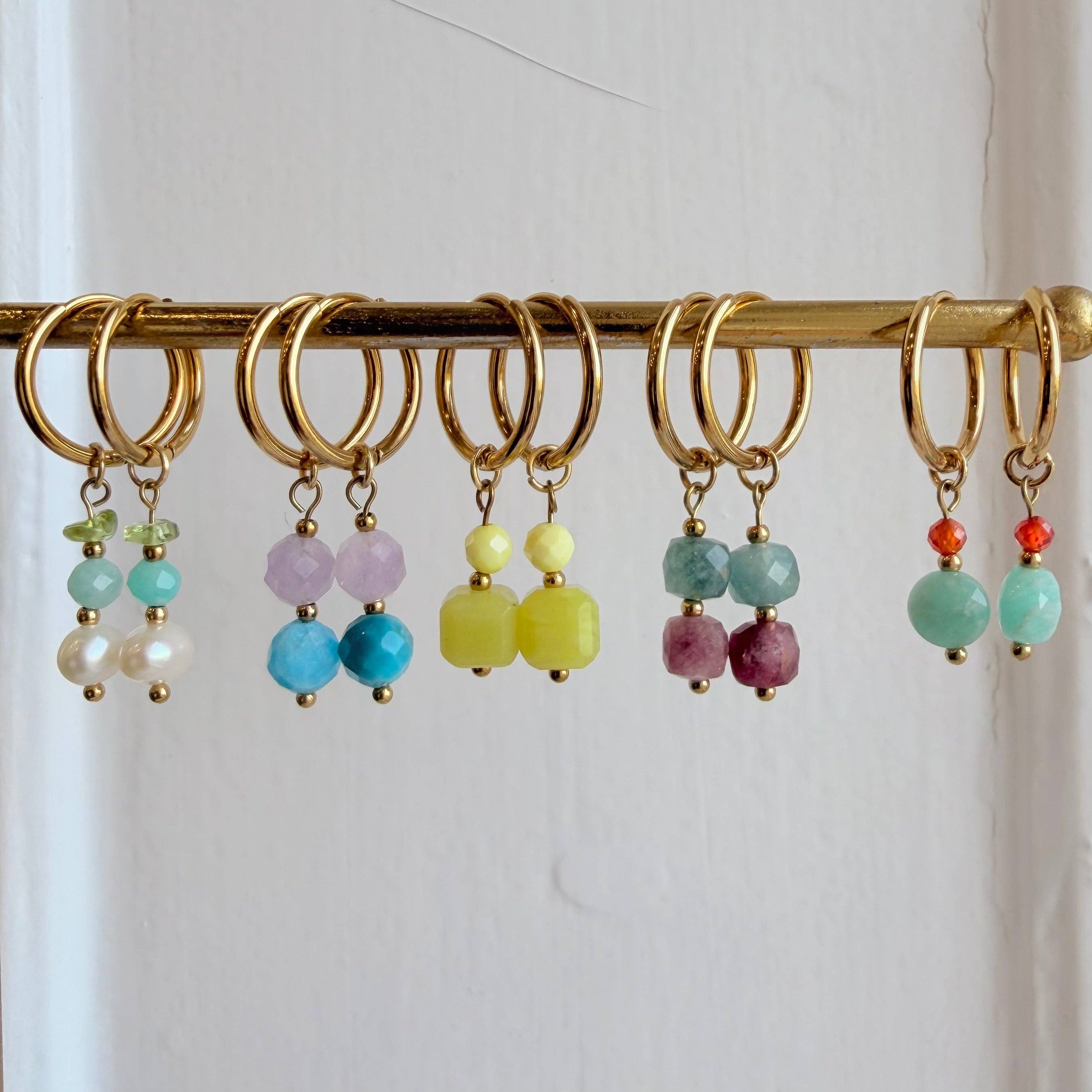 Everyday Beaded Hoops - Turquoise & Orange