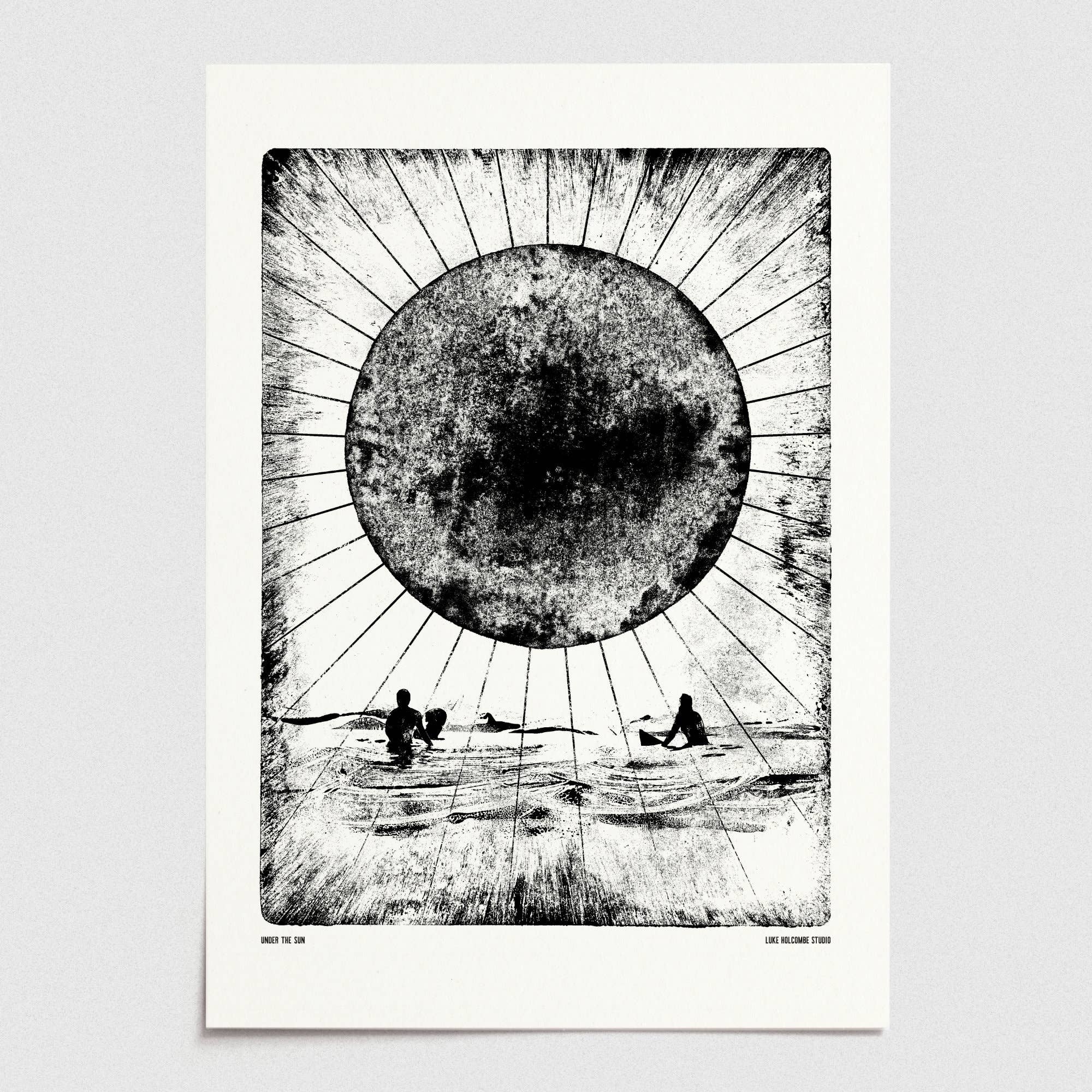 Under the Sun, Digital Print (A4, A3) Surfers Sunset Seaside: A3