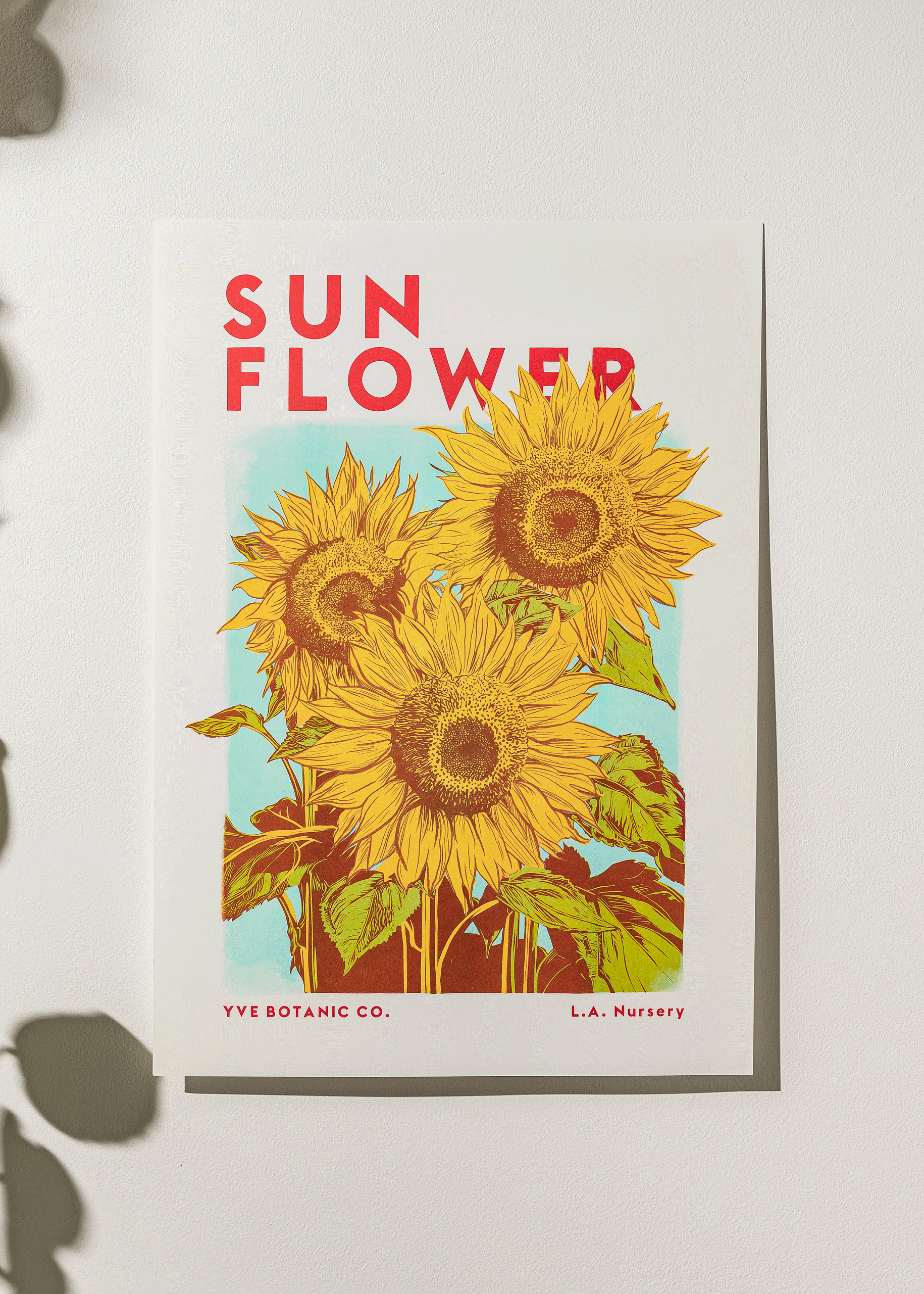 Sunflower Botanical Risograph Print: A4 21 x 29.7 cm