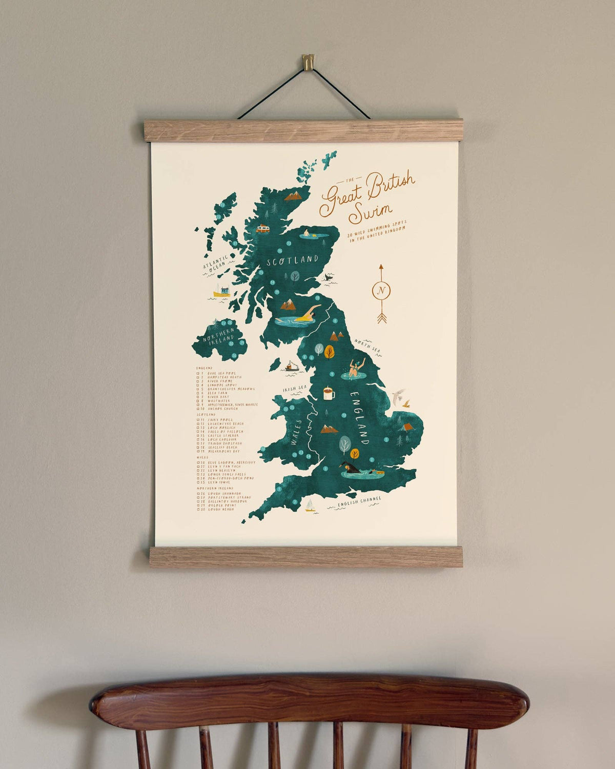 Great British Swim A3 Map Checklist: Print Only