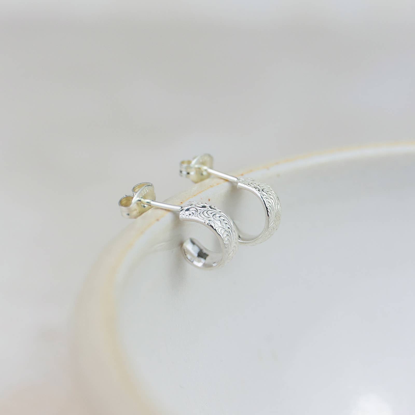 Sterling Silver Huggie Lace Hoops