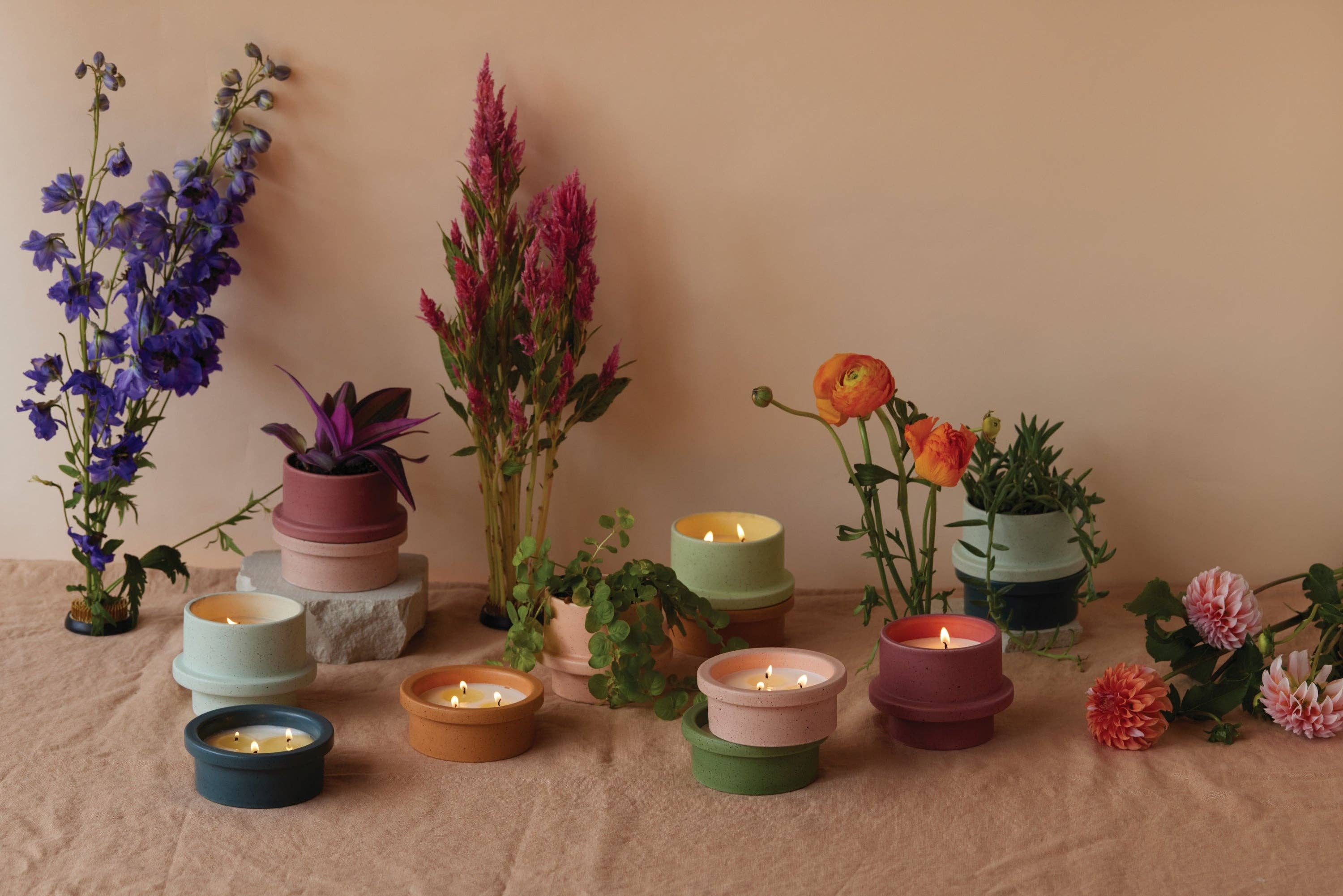 Paddywax Folia Ceramic Candle - Red - Saffron Rose