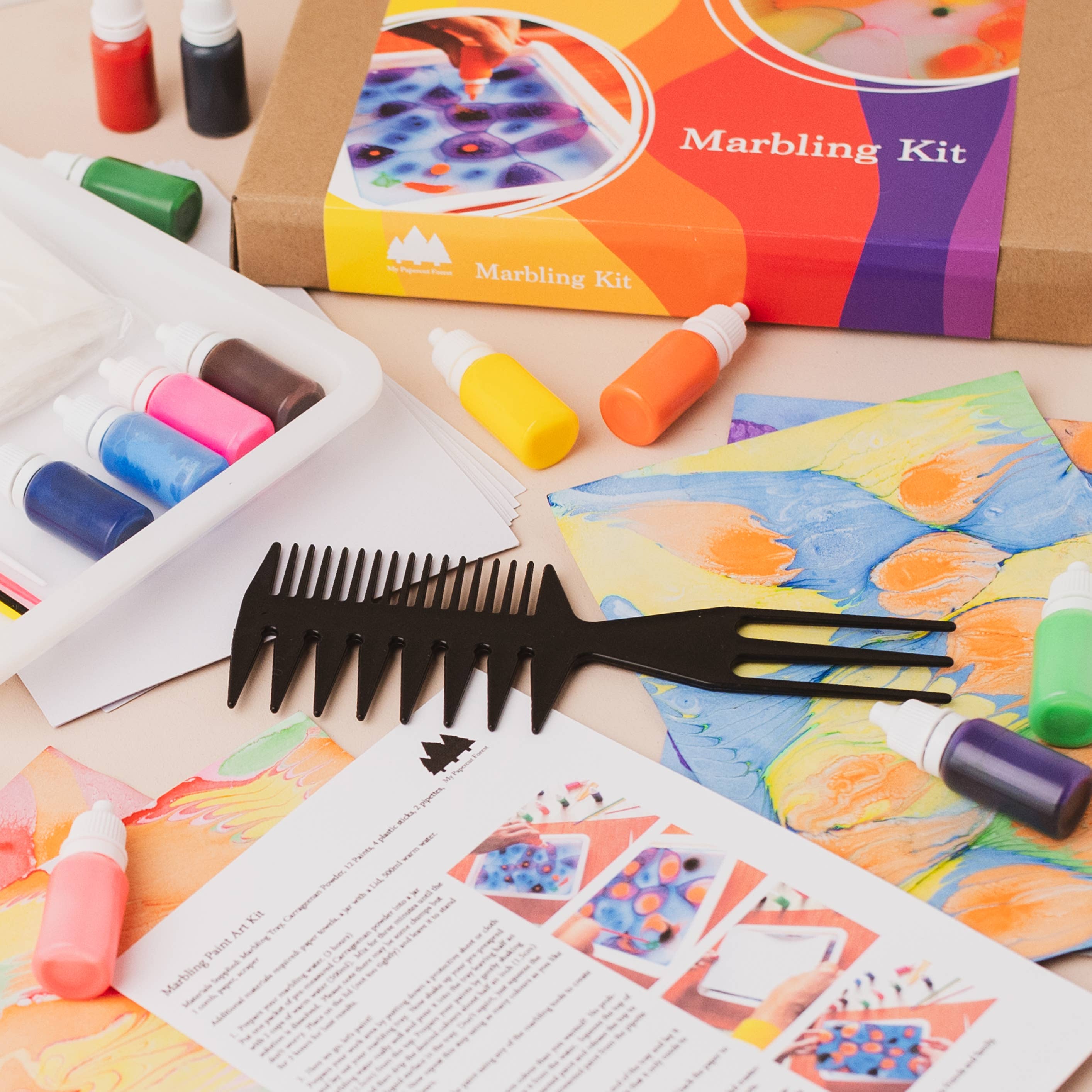 Marbling paint art Kit,  printing DIY craft kit