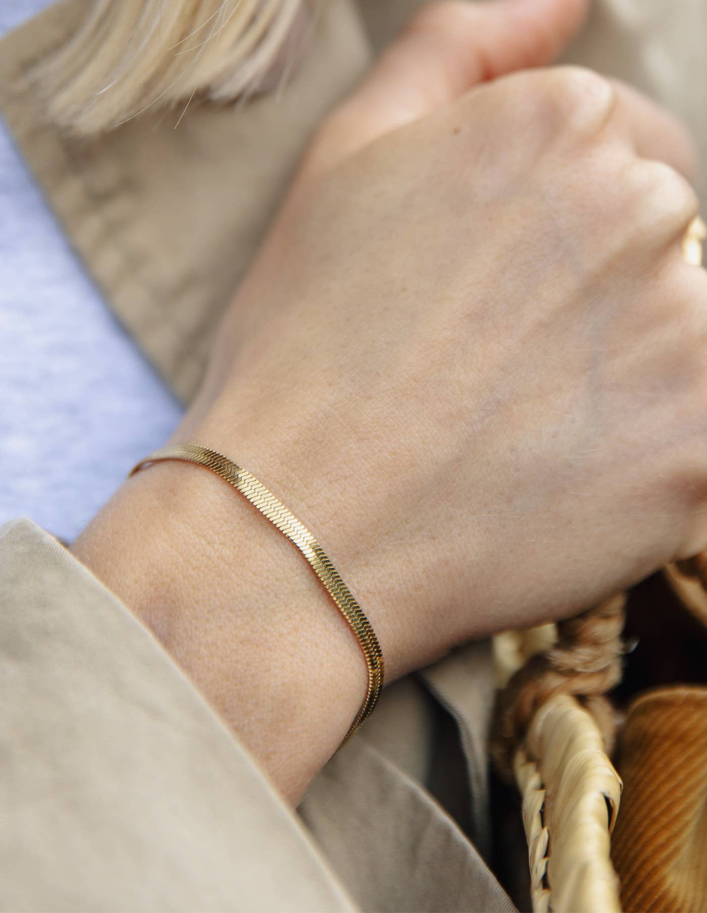 Gold Snake Chain Bracelet, Waterproof