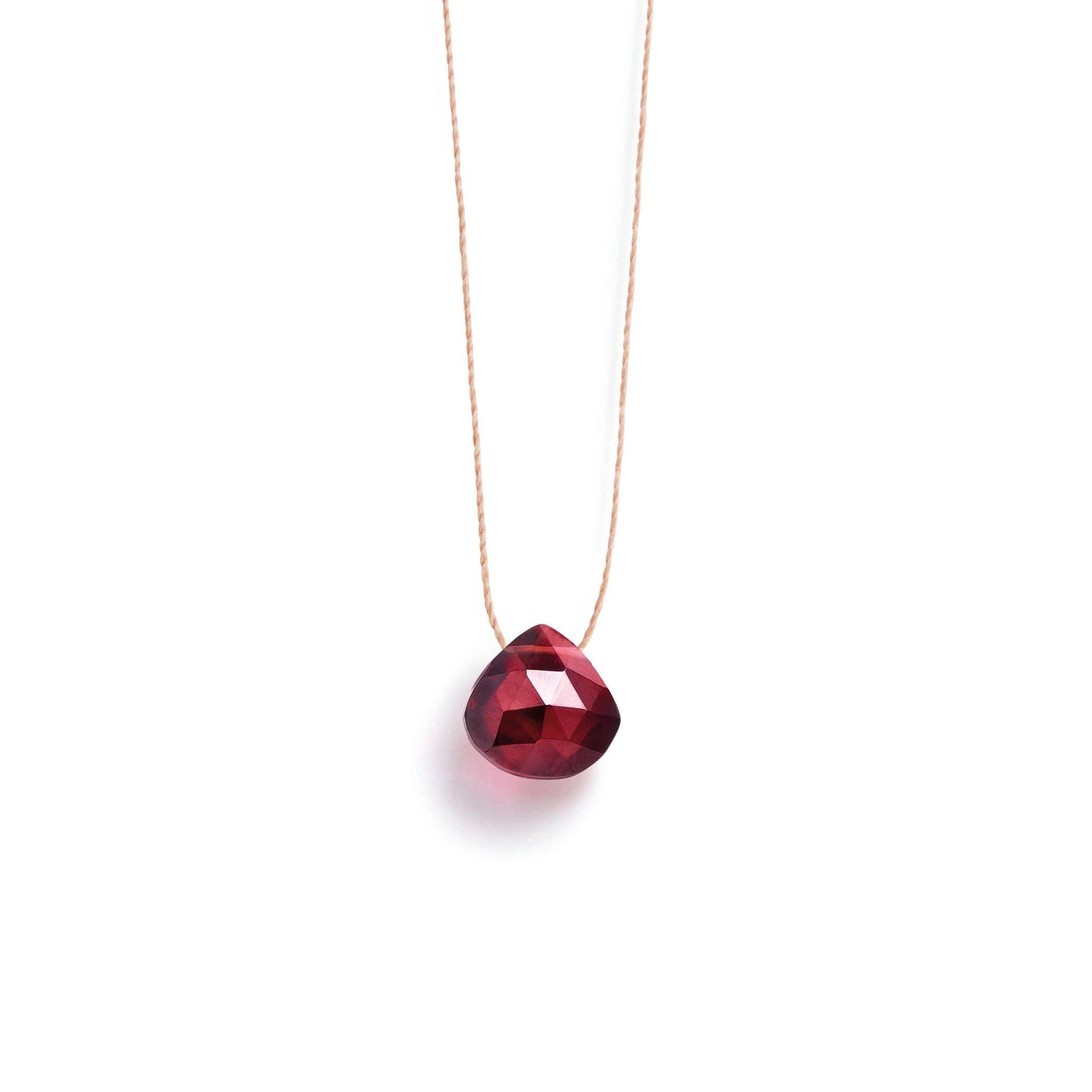 January Garnet Fine Cord Birthstone Necklace