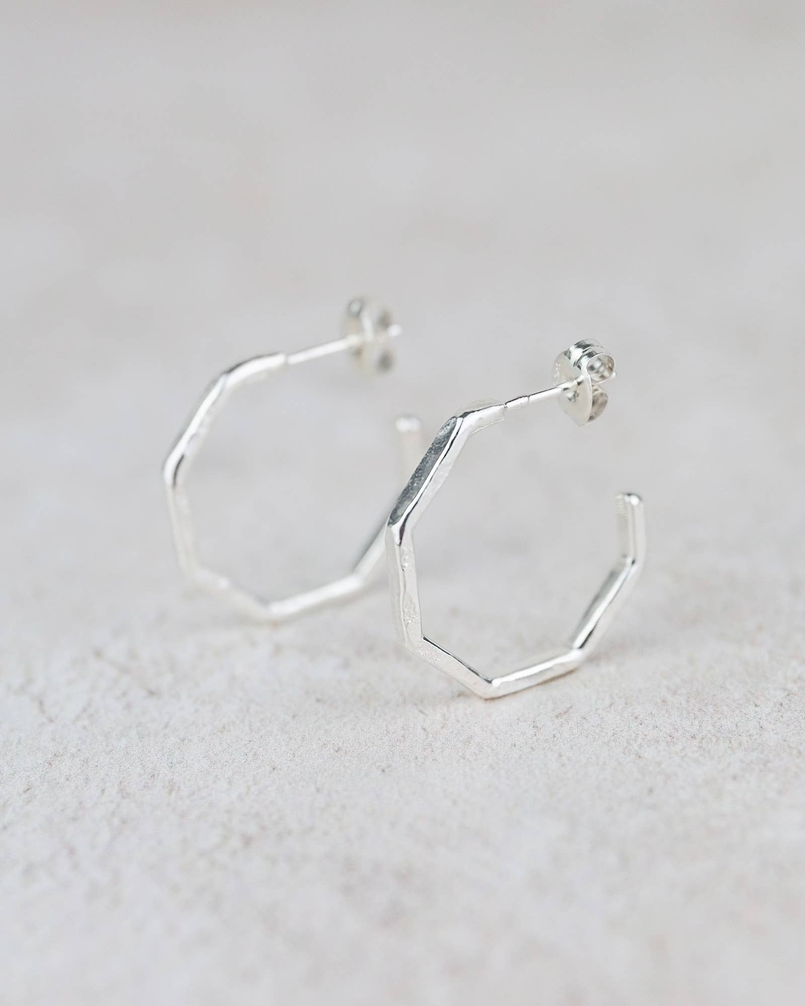 Sterling Silver Octagon Hoops - Everyday