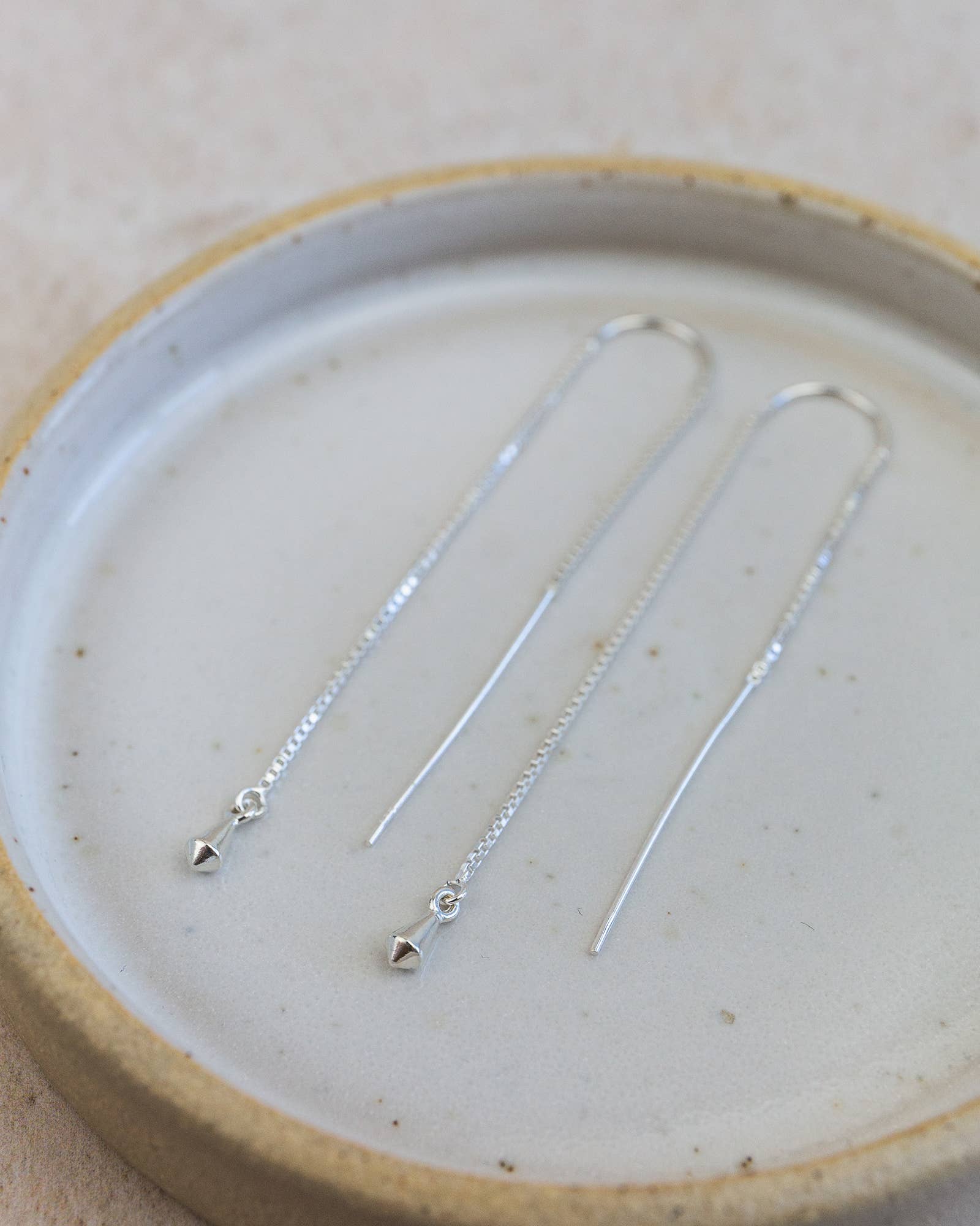 Sterling Silver Threader Earrings With Charms: Teardrop