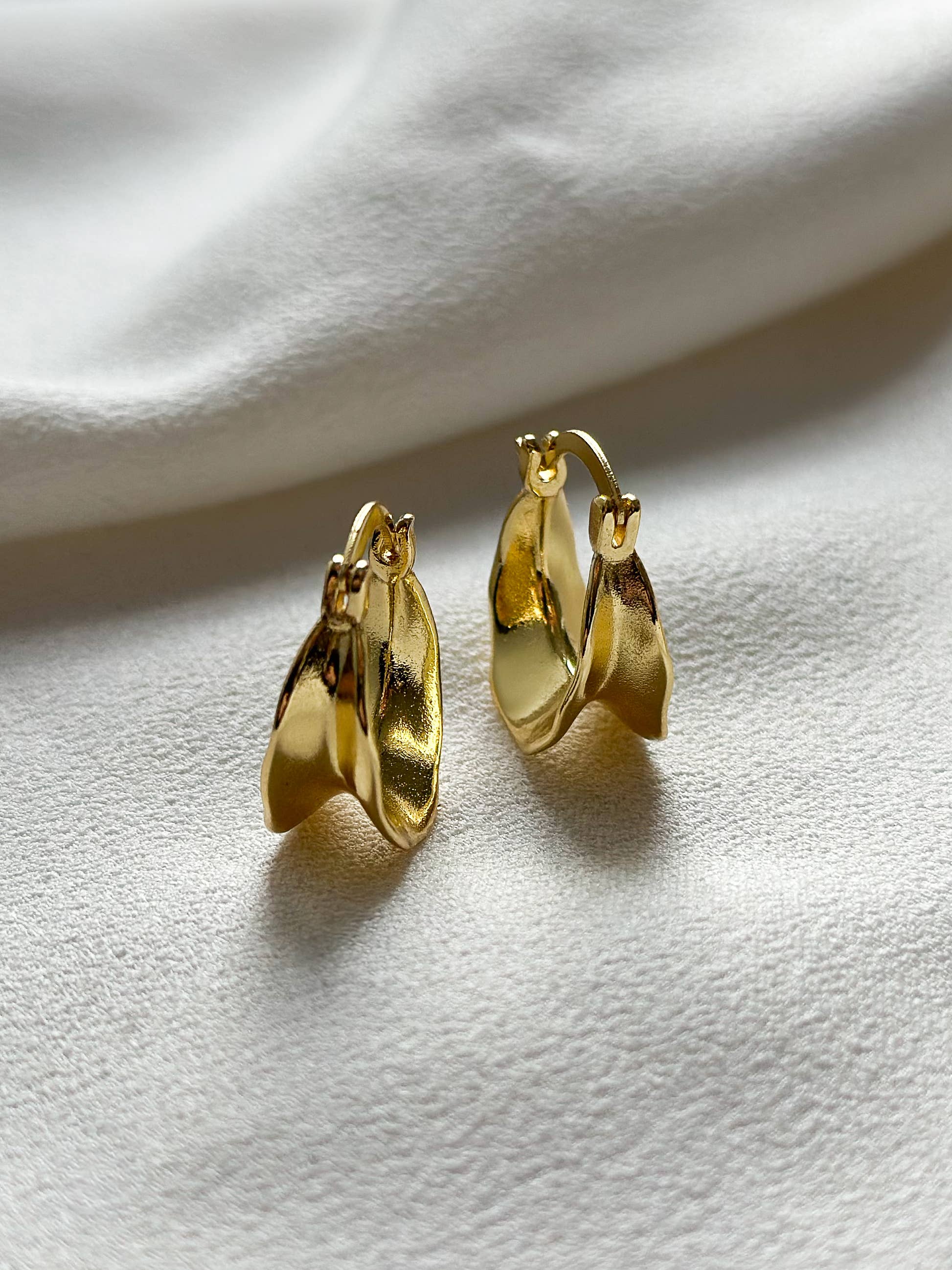 18k Gold Plated Folded Hoop Earrings