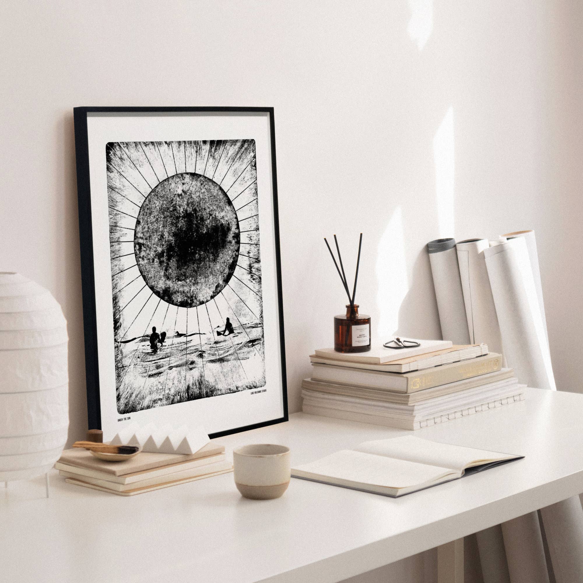 Under the Sun, Digital Print (A4, A3) Surfers Sunset Seaside: A3