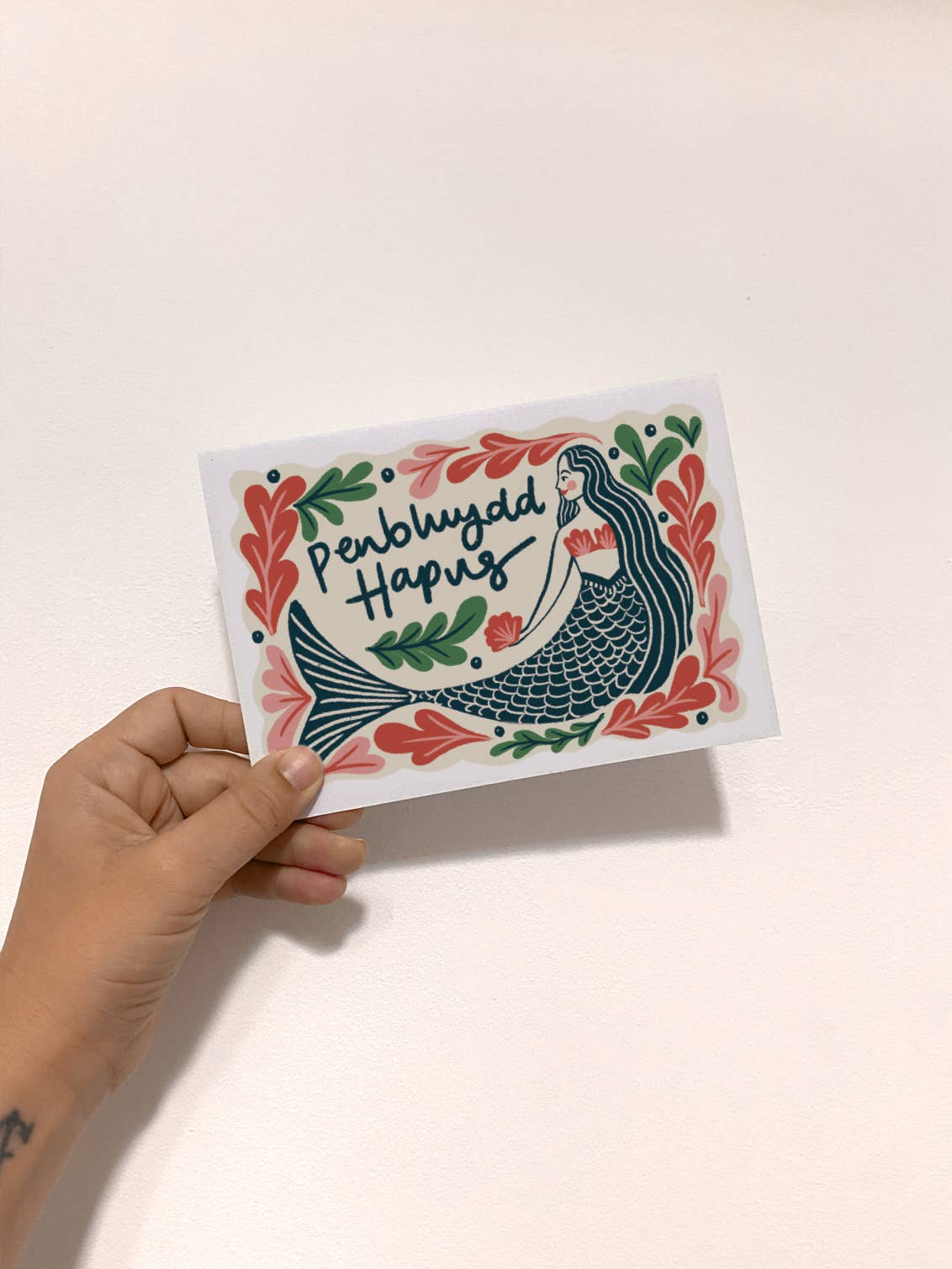 Penblwydd Hapus Mermaid Birthday Card - Welsh Language